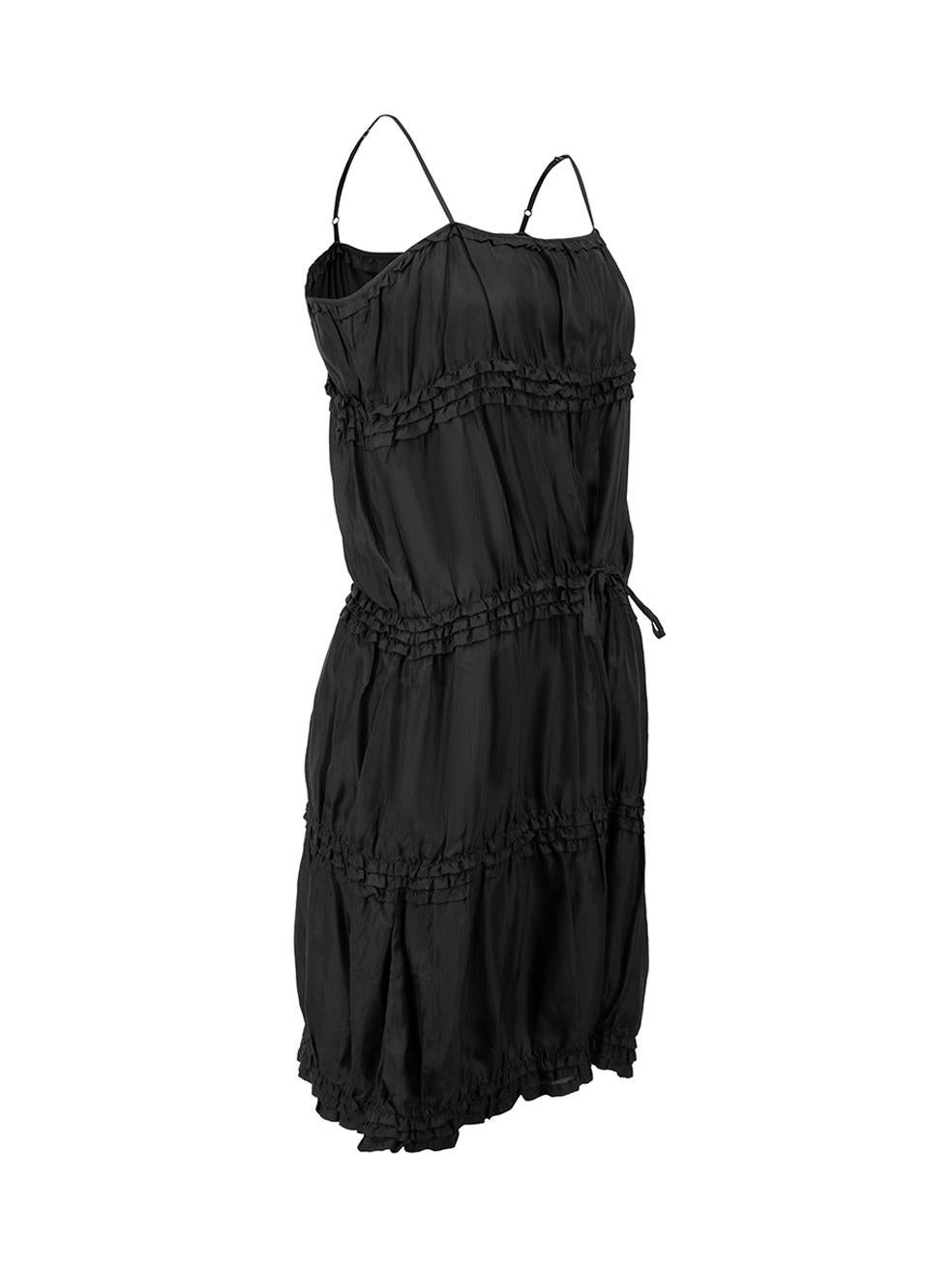 CONDITION is Very good. Hardly any visible wear to dress is evident on this used Theory designer resale item.



Details


Black

Silk

Dress

Mini

Sleeveless

Adjustable shoulder straps

Square neckline

Ruffle tiers

Drawstring waist

Side zip
