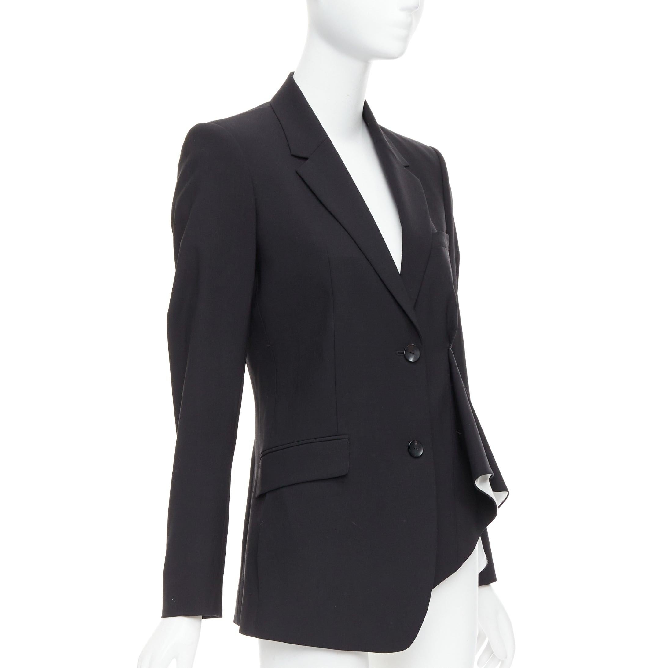 THEORY blazer nero in misto lana vergine con drappeggio a cascata e pieghe laterali US2 S In condizioni buone in vendita a Hong Kong, NT