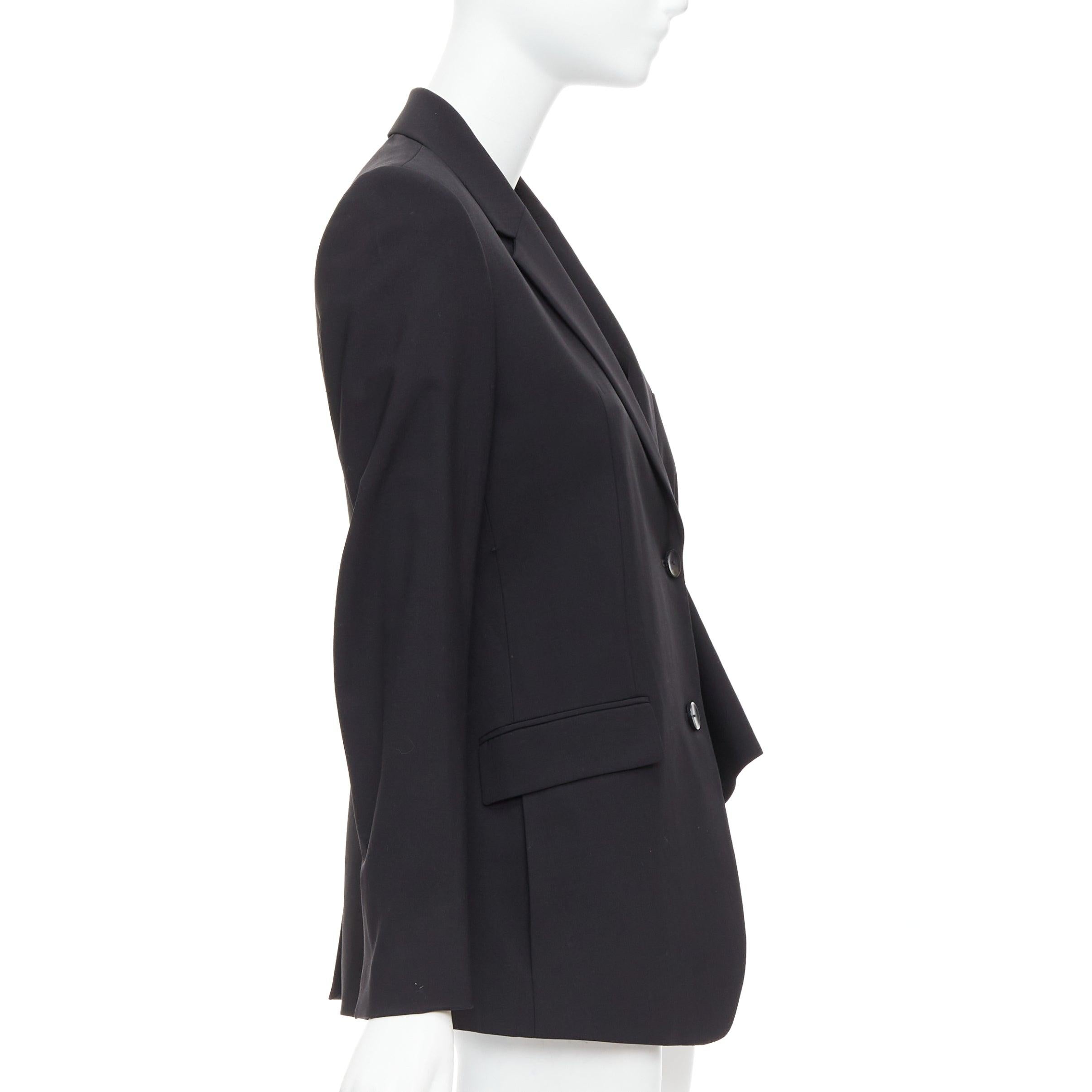 Donna THEORY blazer nero in misto lana vergine con drappeggio a cascata e pieghe laterali US2 S in vendita