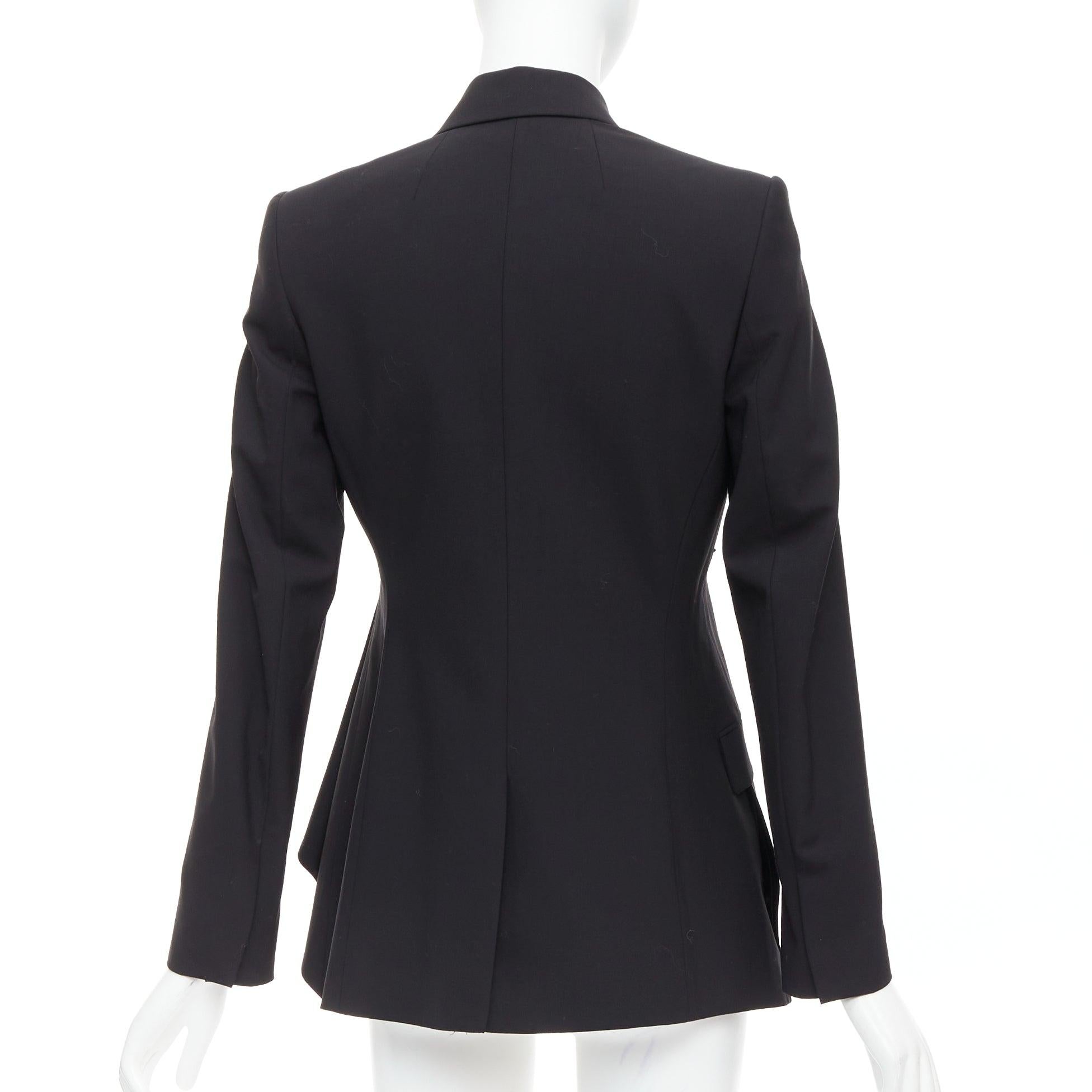 THEORY blazer nero in misto lana vergine con drappeggio a cascata e pieghe laterali US2 S in vendita 1