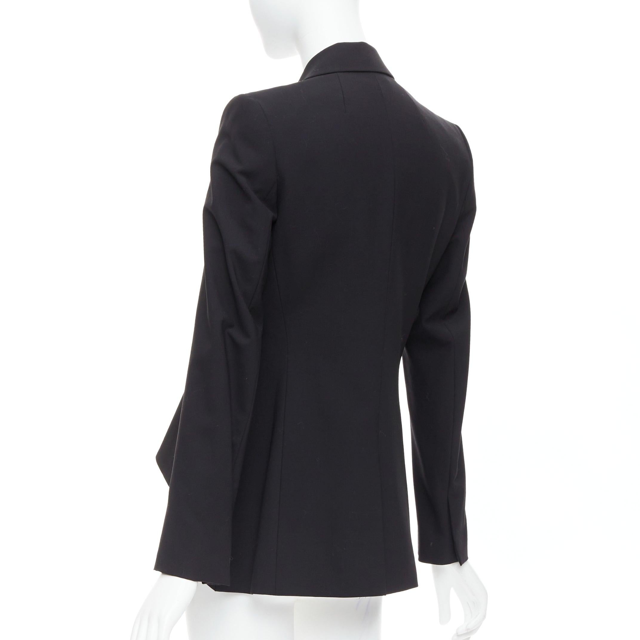 THEORY blazer nero in misto lana vergine con drappeggio a cascata e pieghe laterali US2 S in vendita 2