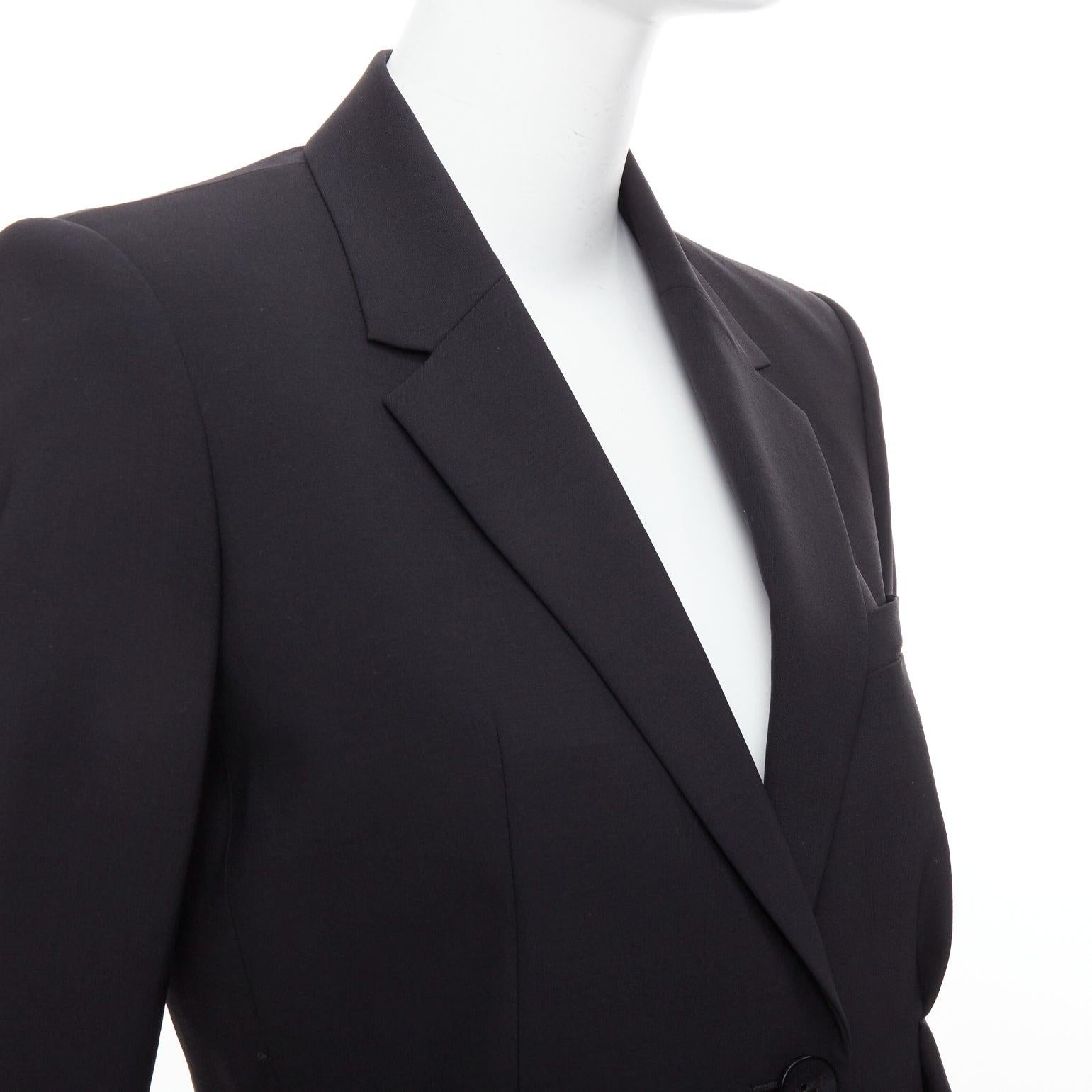 THEORY blazer nero in misto lana vergine con drappeggio a cascata e pieghe laterali US2 S in vendita 3