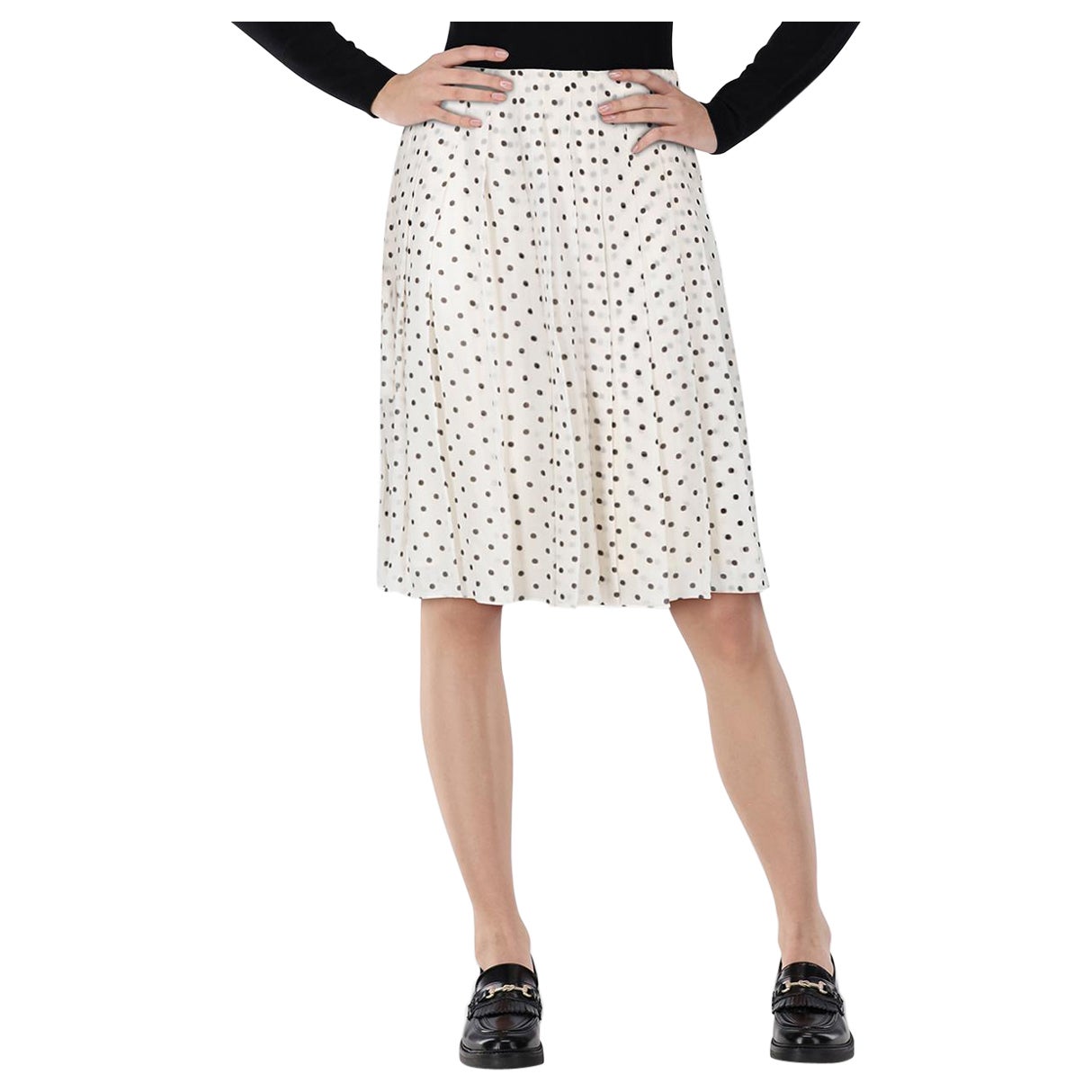 Theory Black 
White Polkadot Pleated Skirt Size M in vendita