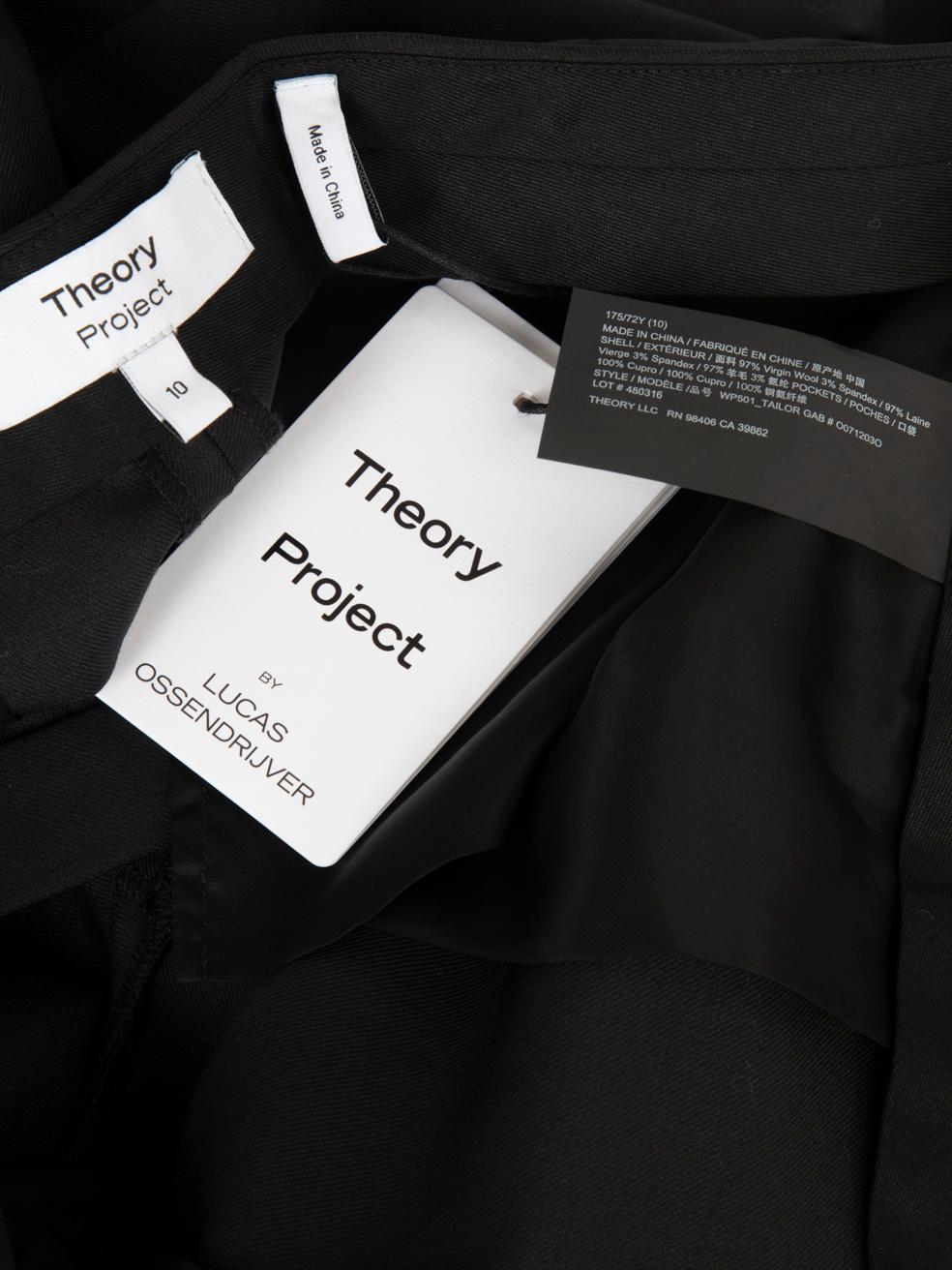 Theory Black Wide Fit Virgin Wool Trousers Size XL Neuf - En vente à London, GB