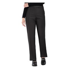 Theory Black Wide Fit Virgin Wool Trousers Size XL