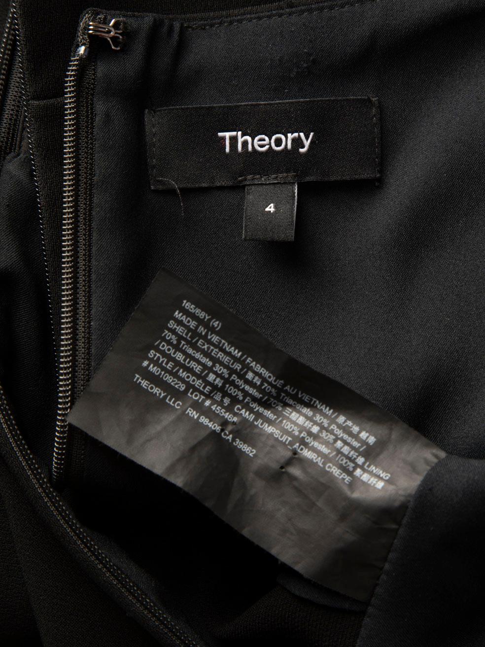 Theory Schwarz Weites Bein Ärmelloser Jumpsuit Größe S 1