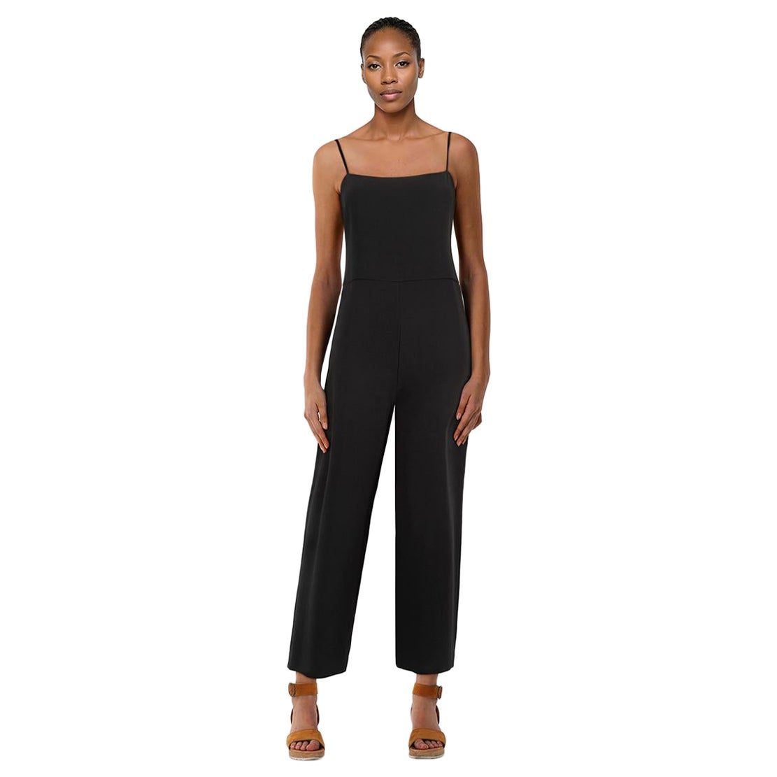 Theory Schwarz Weites Bein Ärmelloser Jumpsuit Größe S