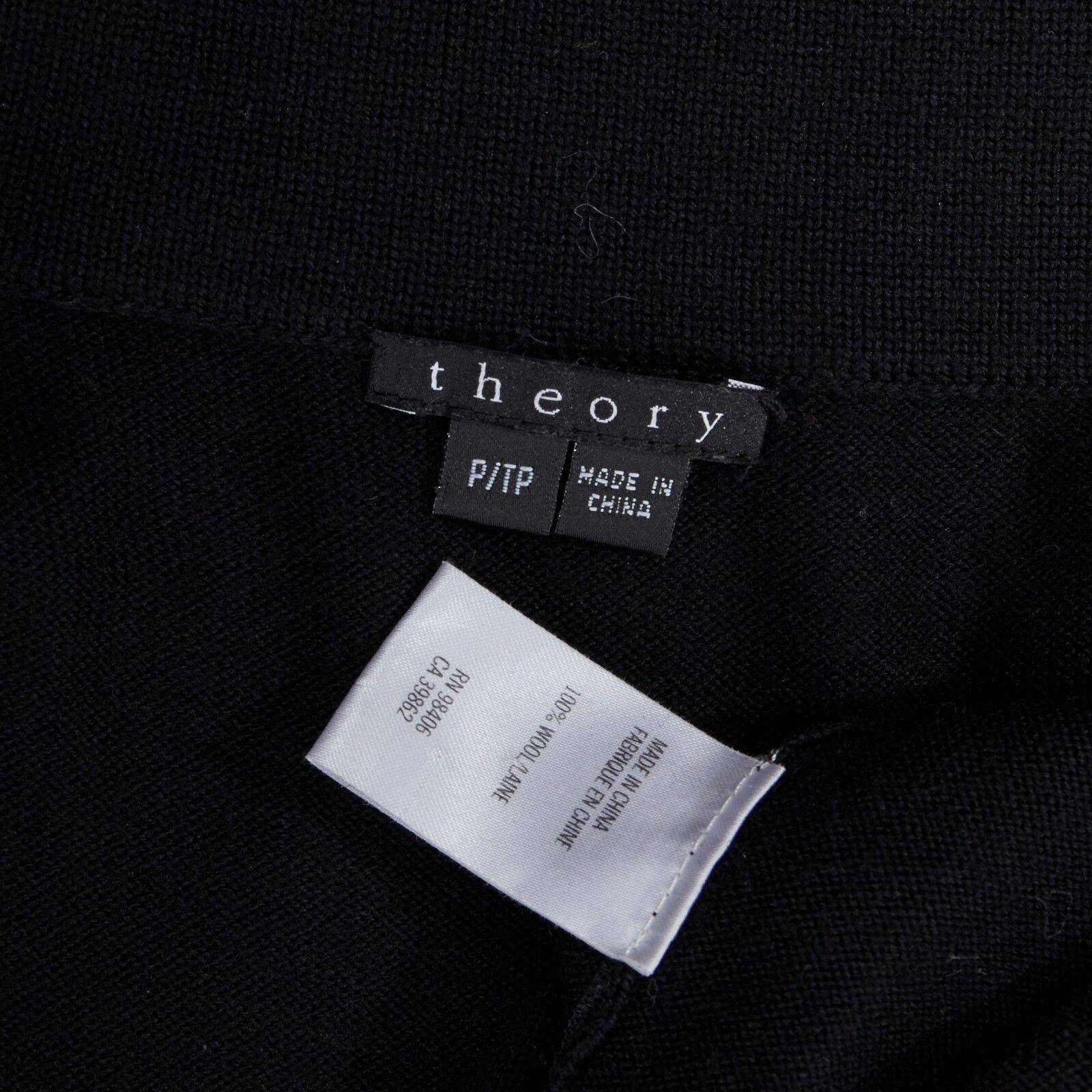 THEORY black wool blend high collar drawstring zip front sleeveless vest XS 4