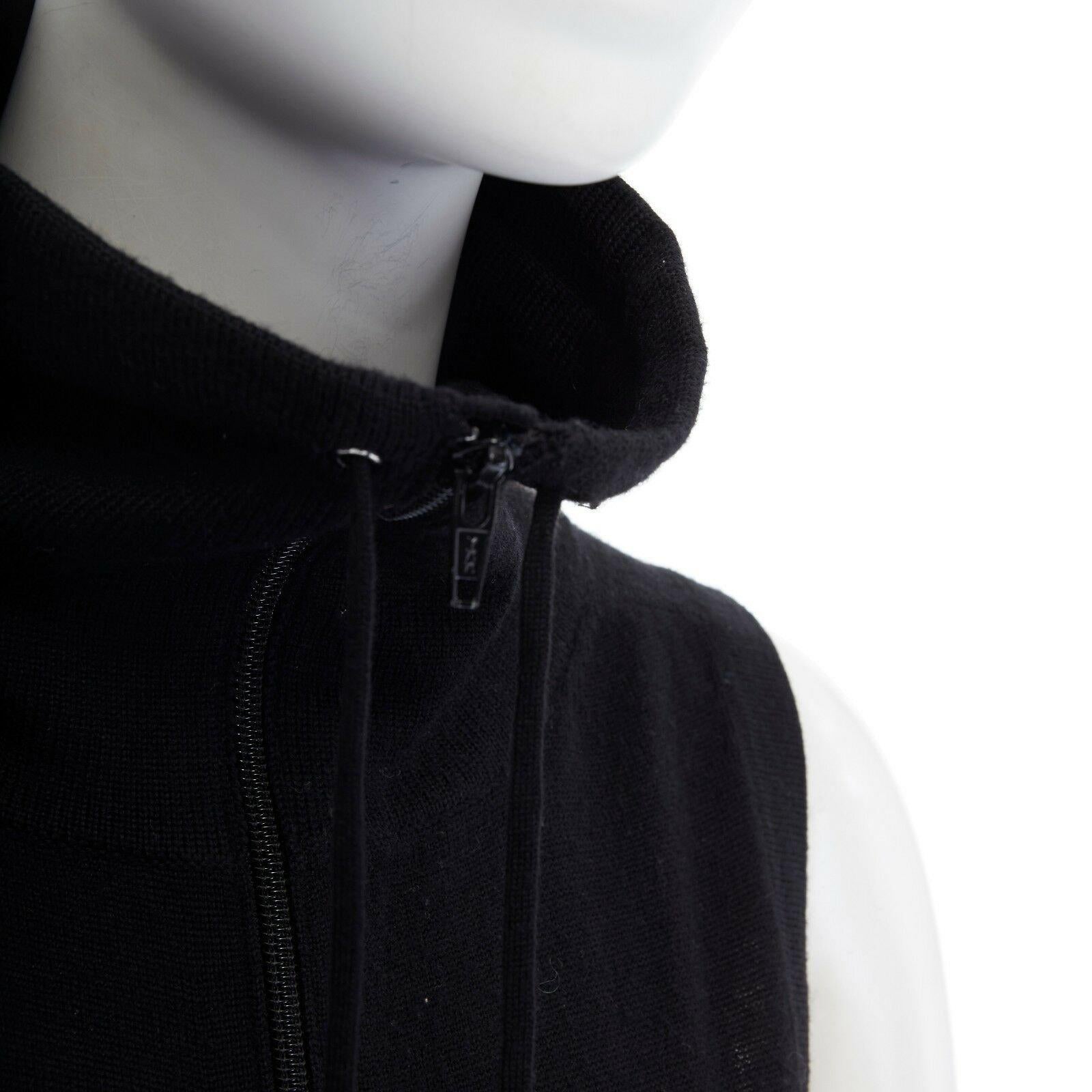 THEORY black wool blend high collar drawstring zip front sleeveless vest XS 2