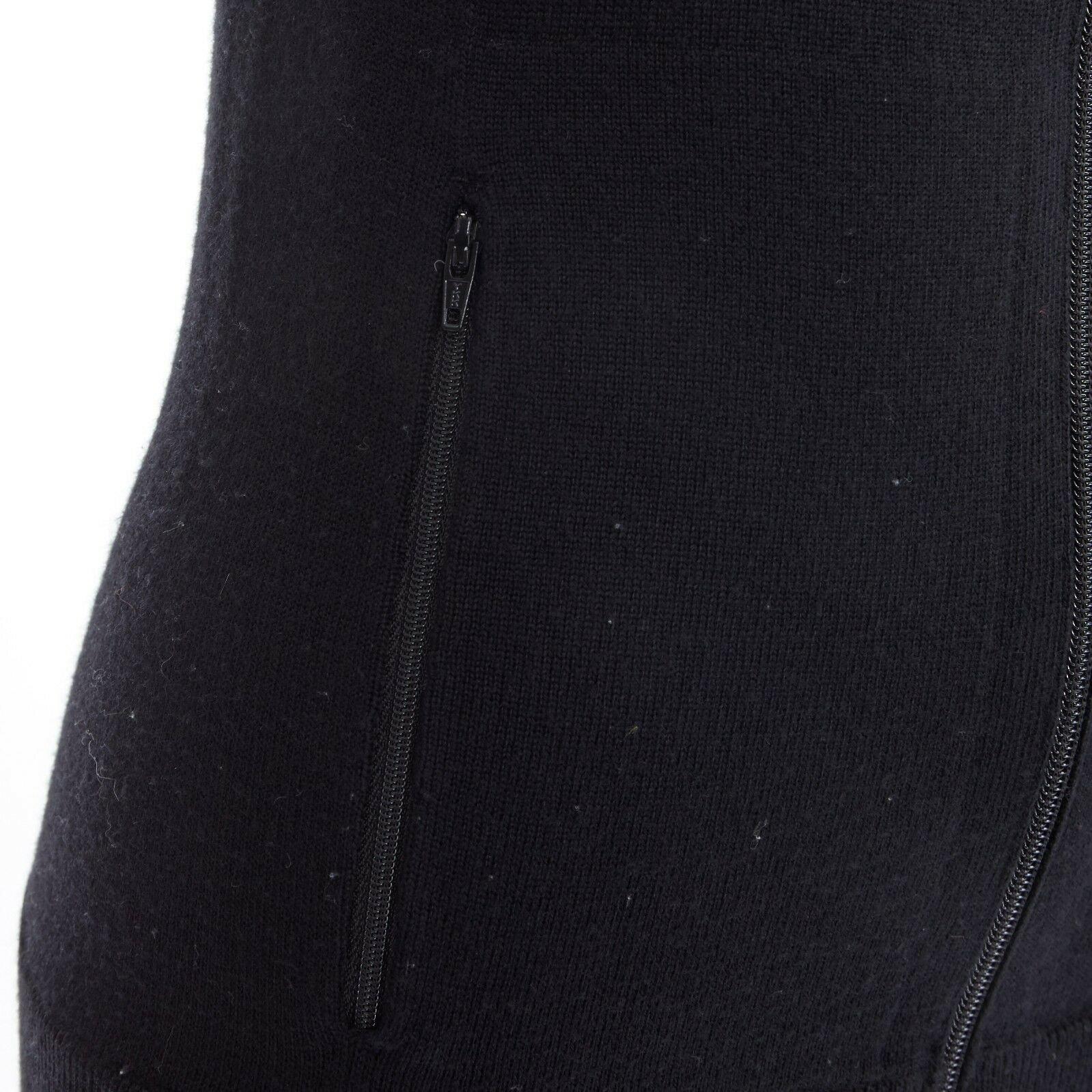 THEORY black wool blend high collar drawstring zip front sleeveless vest XS 3
