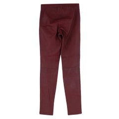 Theory Burgundy Leather Leggings  4