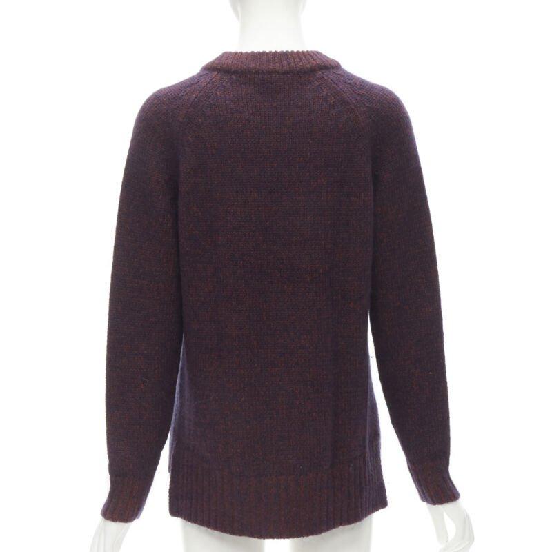 Women's THEORY burgundy navy wool mohair knit step hem sweater S For Sale