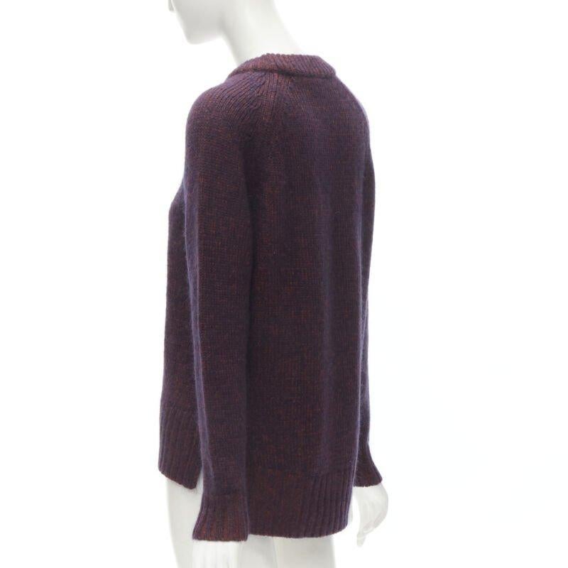 THEORY burgundy navy wool mohair knit step hem sweater S For Sale 1