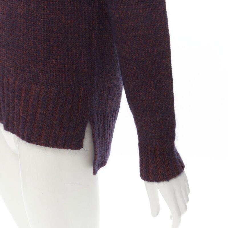 THEORY burgundy navy wool mohair knit step hem sweater S For Sale 2