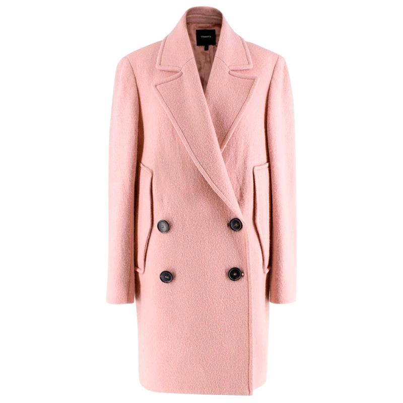 Theory Cape Double-breasted Wool Coat in Blush - Size S