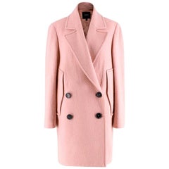 Theory Cape Double-breasted Wool Coat in Blush - Size S