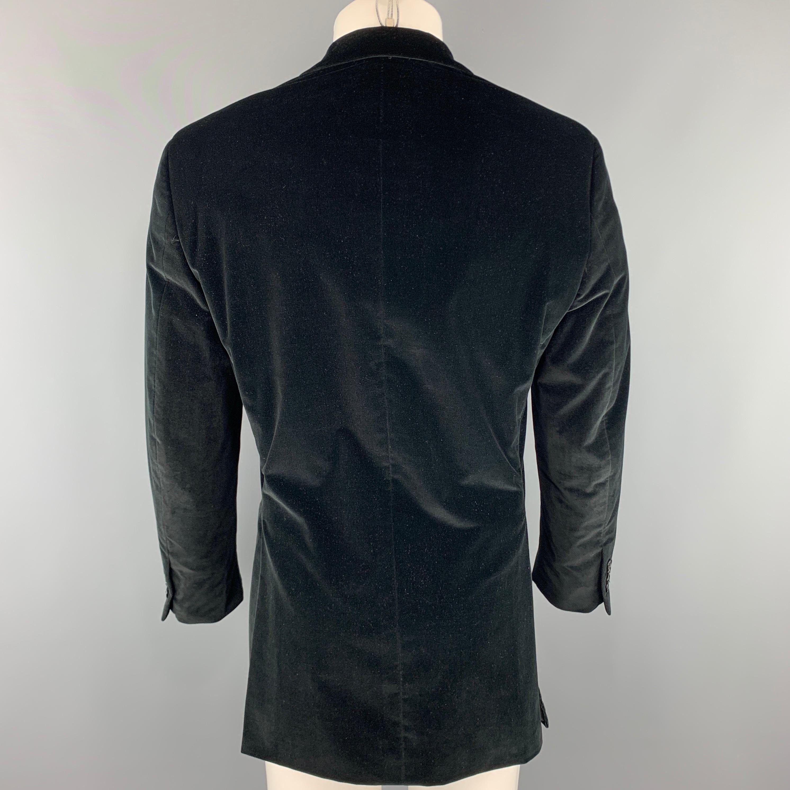 THEORY Chest Size 40 Regular Solid Black Velvet Peak Lapel Sport Coat In Excellent Condition In San Francisco, CA