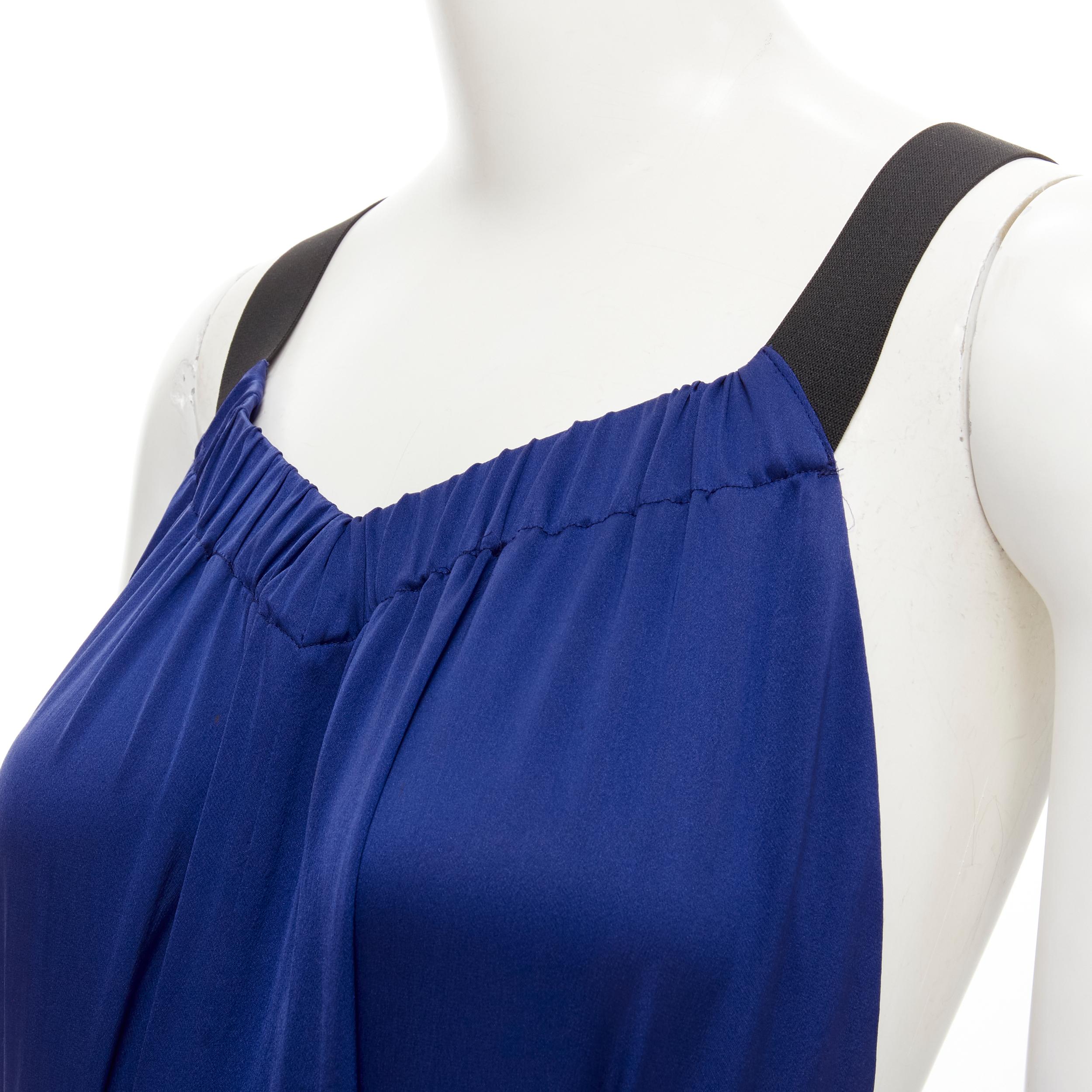 Purple THEORY cobalt blue 100% silk black elastic cross band open. back maxi dress XS For Sale