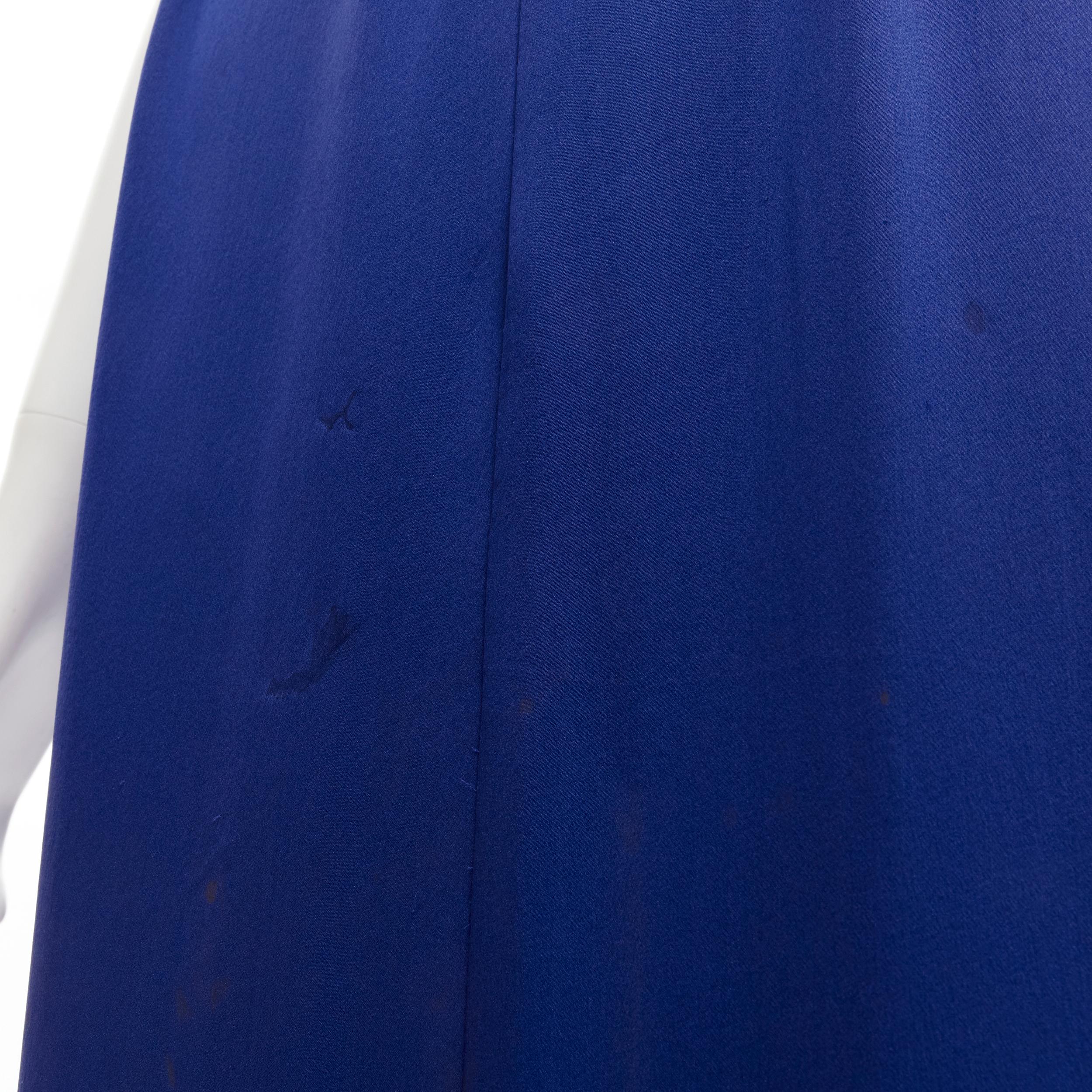 Women's THEORY cobalt blue 100% silk black elastic cross band open. back maxi dress XS For Sale