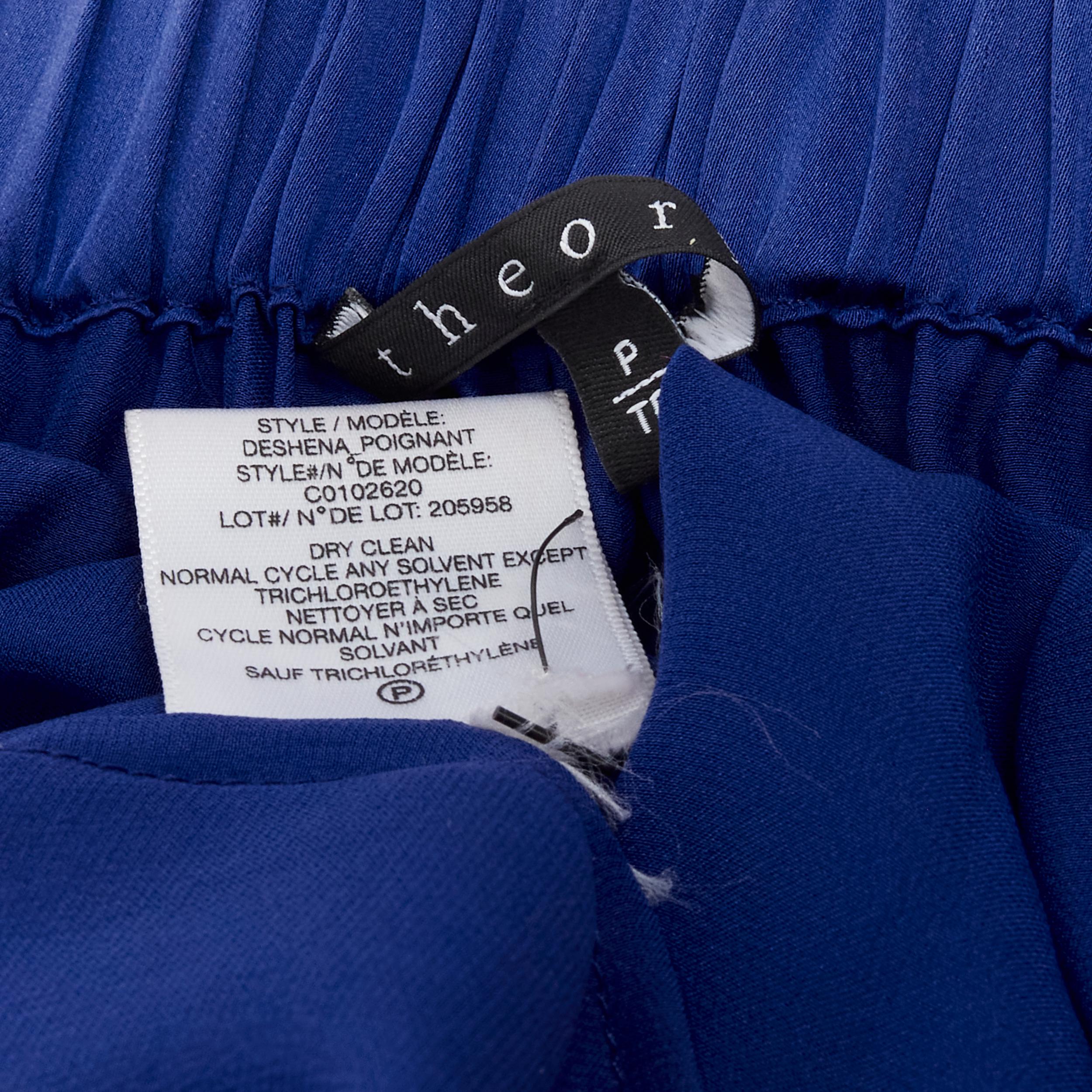 THEORY cobalt blue 100% silk black elastic cross band open. back maxi dress XS For Sale 1