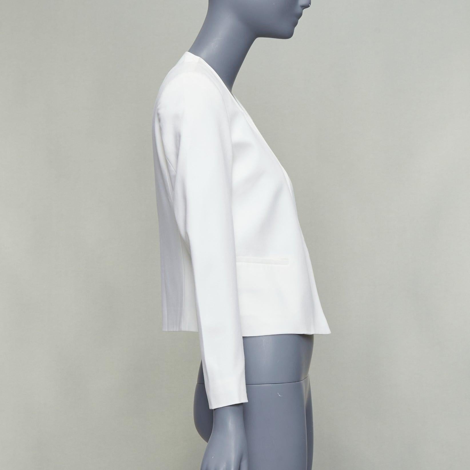 THEORY cream tromp loeil lapel shoulder pad cropped tux blazer US0 XS Excellent état - En vente à Hong Kong, NT