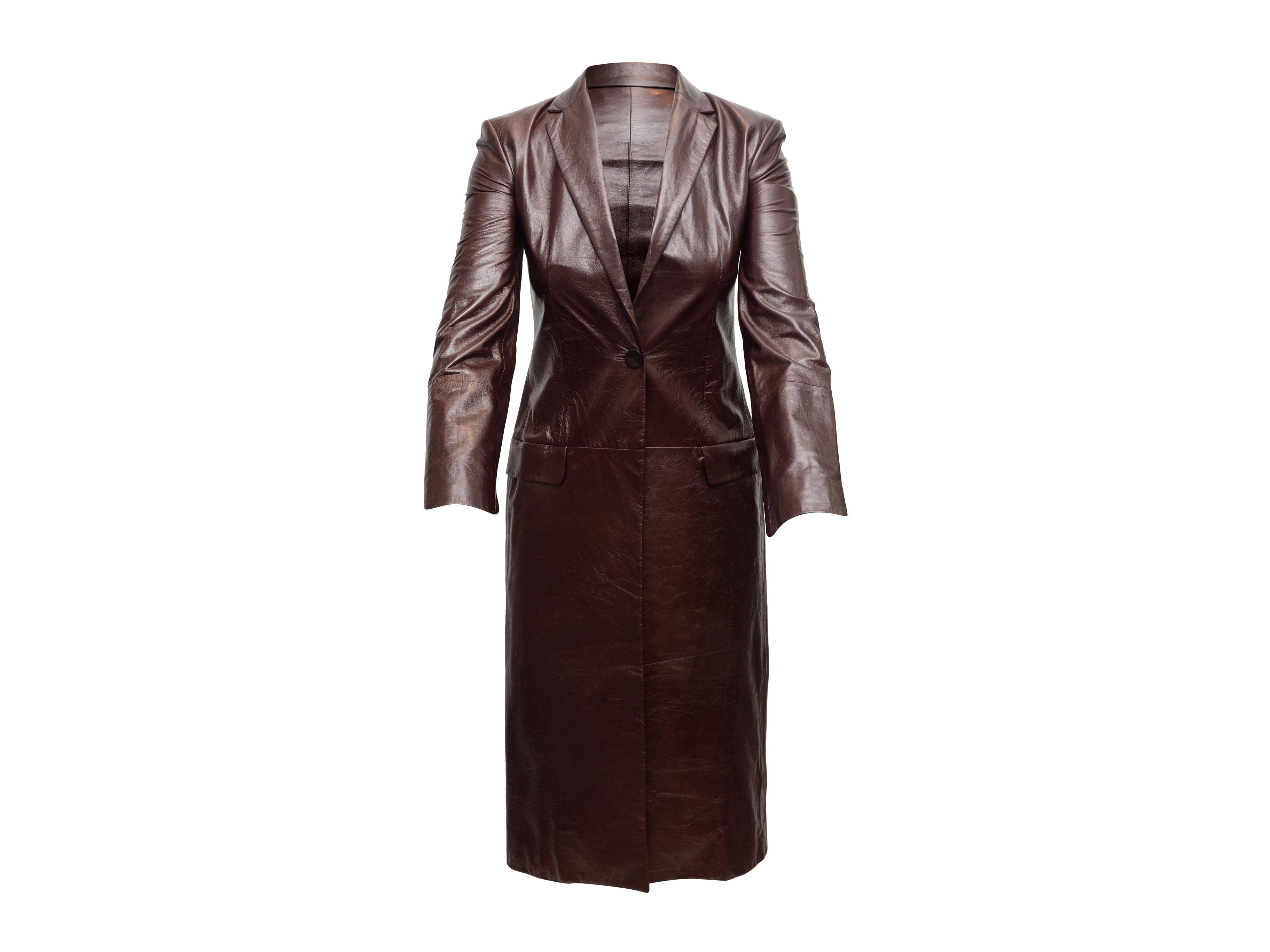Women's Theory Dark Brown Leather Coat
