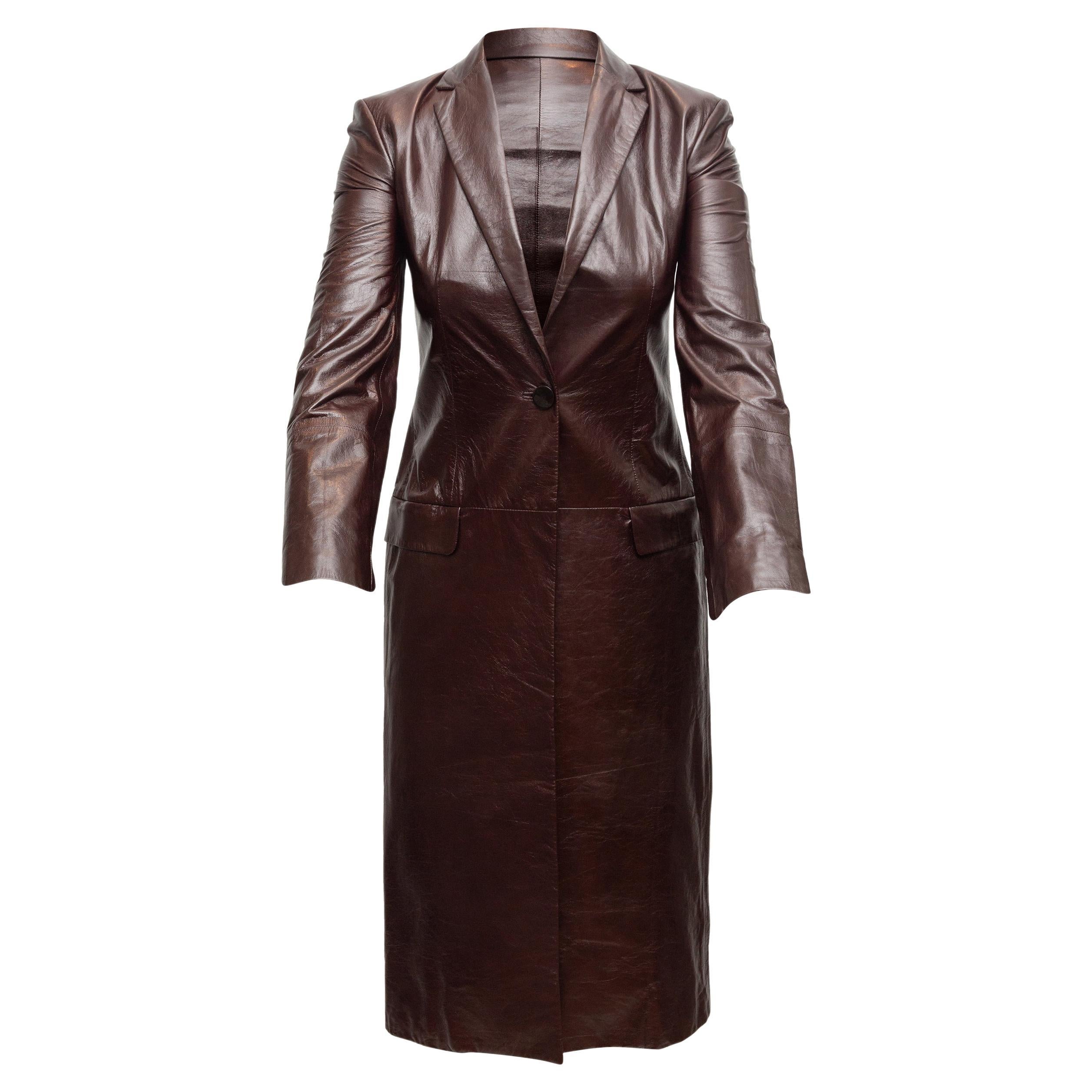 Theory Dark Brown Leather Coat