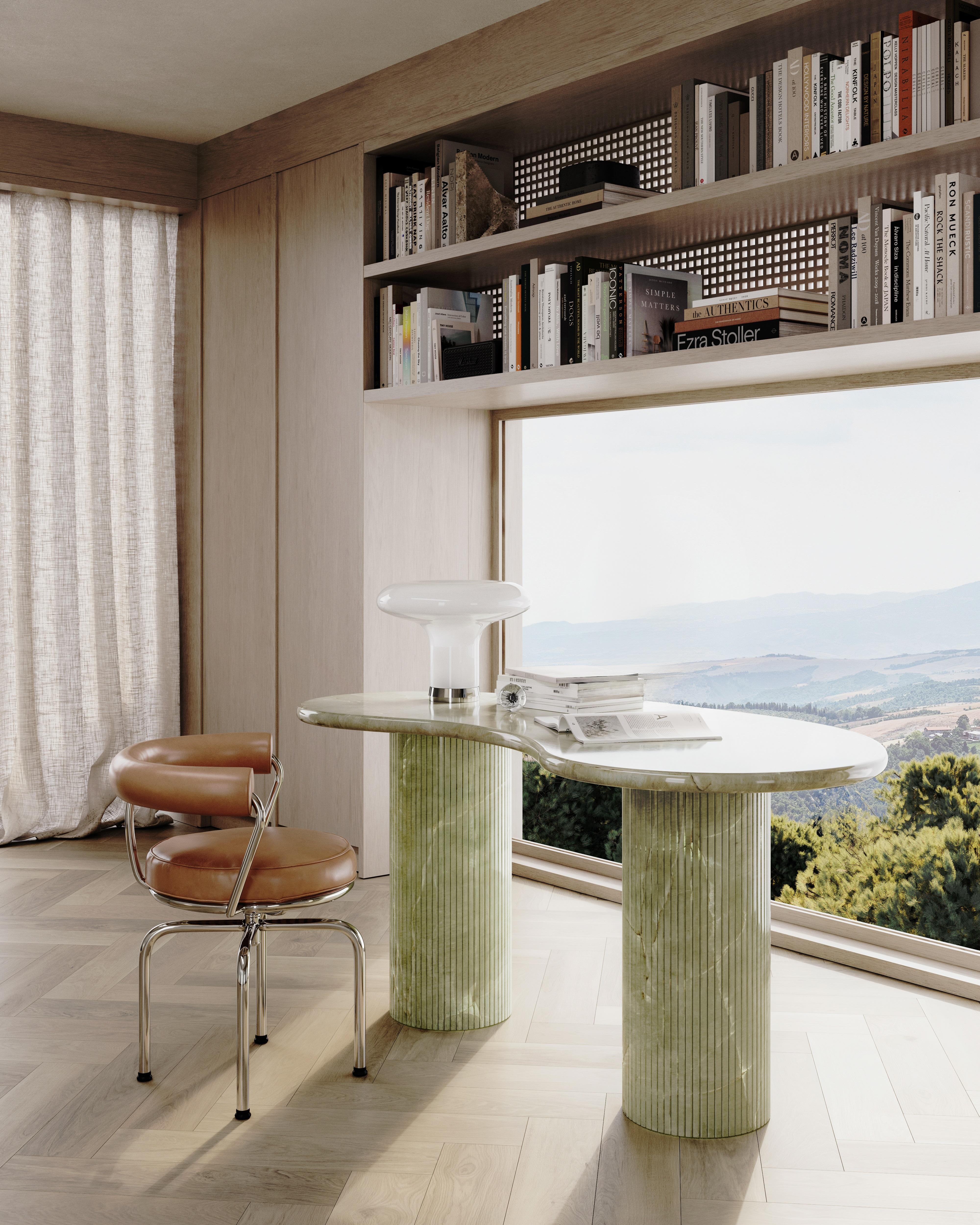 Theory Desk in Natural Verde Onyx by Paloma Editions In New Condition For Sale In Geneve, CH