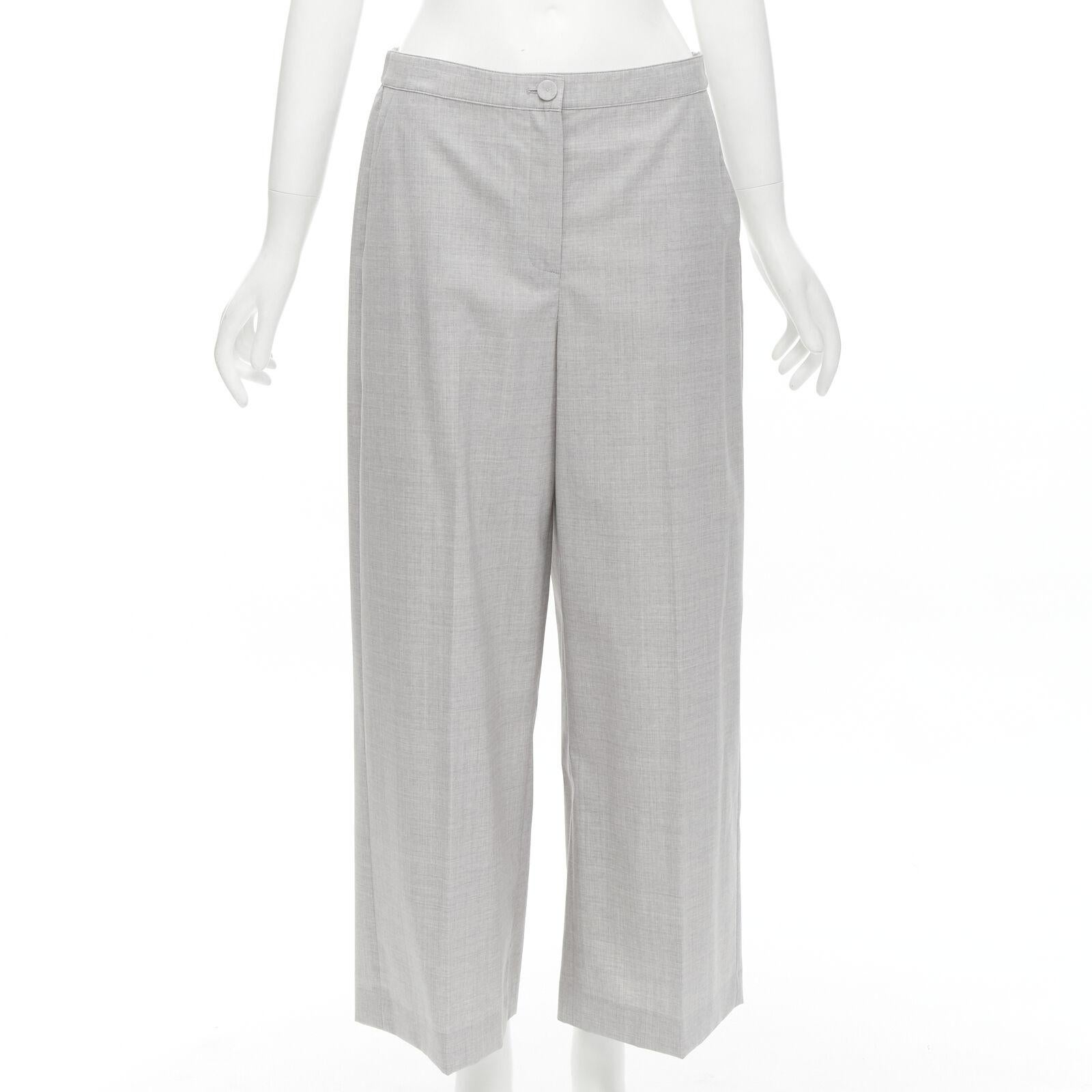 THEORY Drape wool grey drawstring cinched waist blazer wide leg pants set US6 S For Sale 4