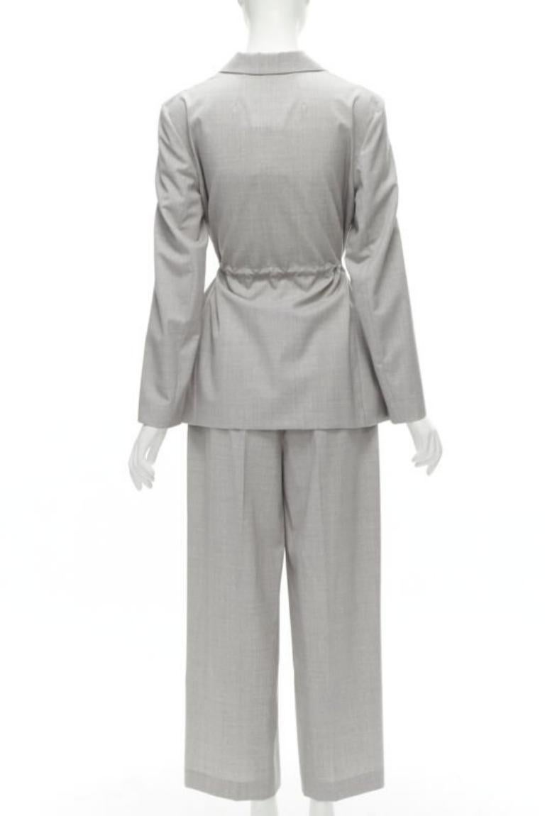 THEORY Drape in lana grigia con coulisse in vita, blazer a gamba larga US6 S in vendita 1
