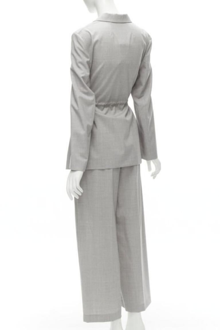 THEORY Drape in lana grigia con coulisse in vita, blazer a gamba larga US6 S in vendita 2