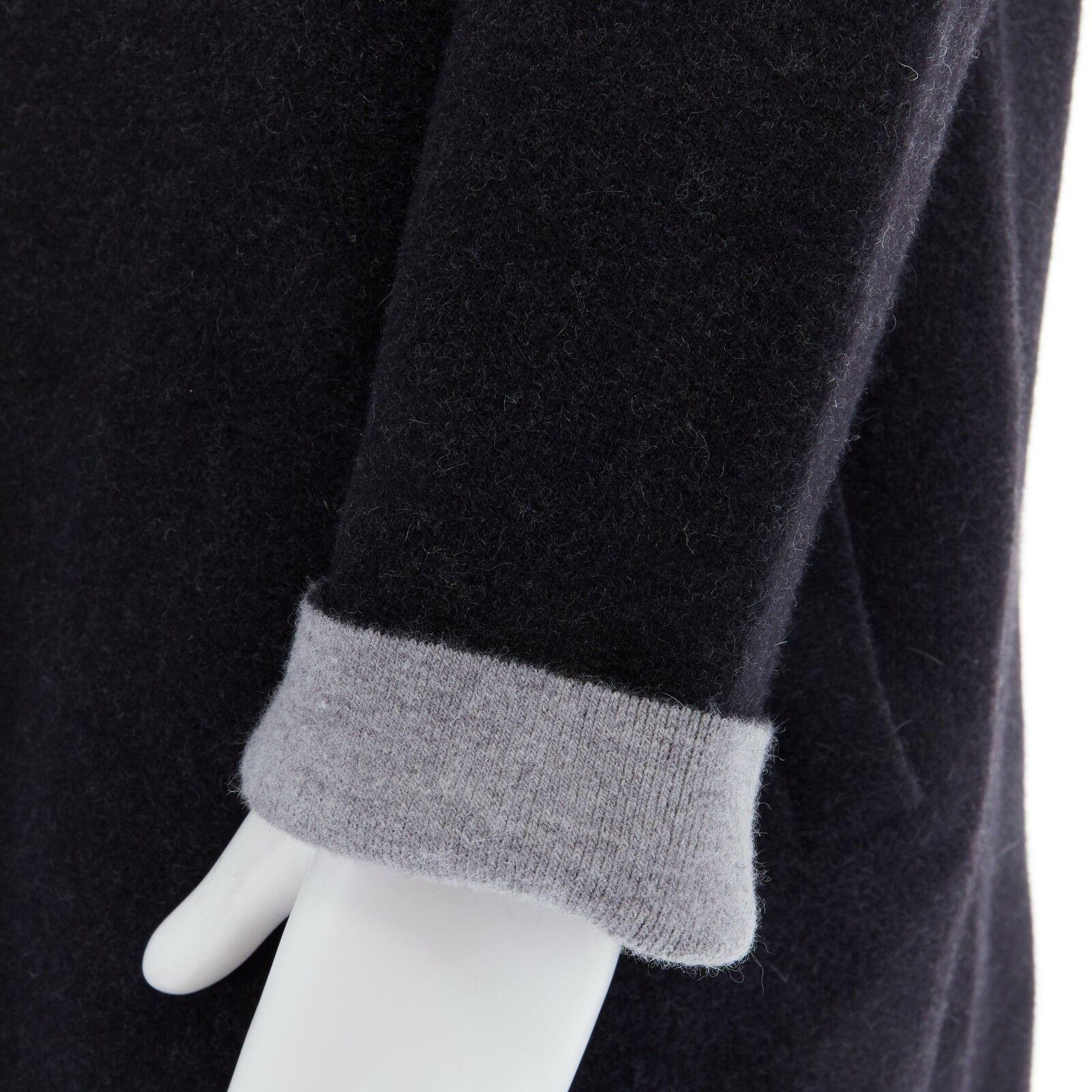 THEORY grey angora wool blend rounded shoulder contrast collar oversized coat S 2