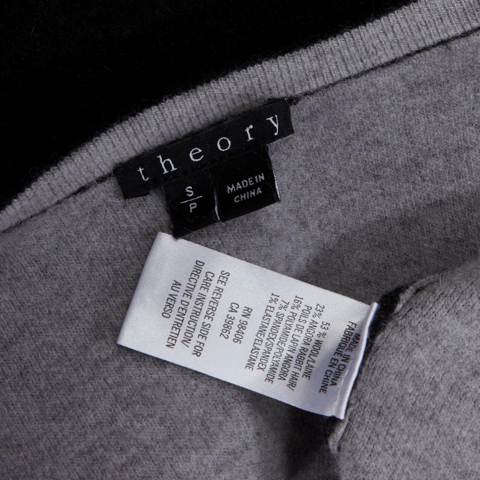 THEORY grey angora wool blend rounded shoulder contrast collar oversized coat S 4