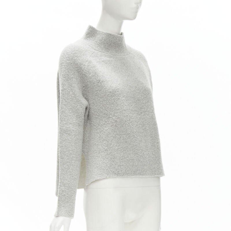 Grigio THEORY maglione grigio in misto lana con collo a listino e orlo a gradino XS in vendita