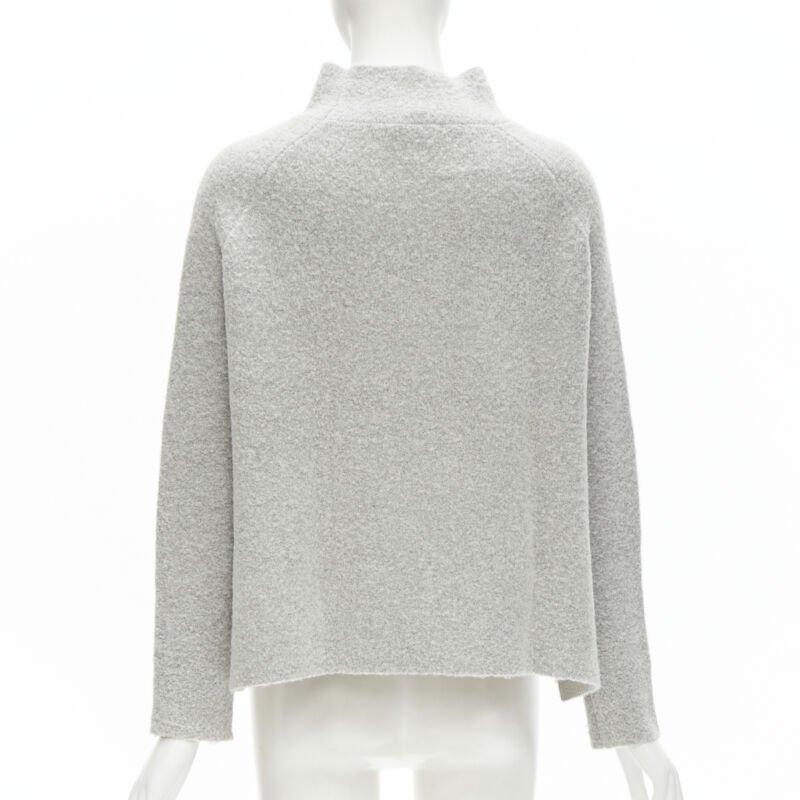 Donna THEORY maglione grigio in misto lana con collo a listino e orlo a gradino XS in vendita