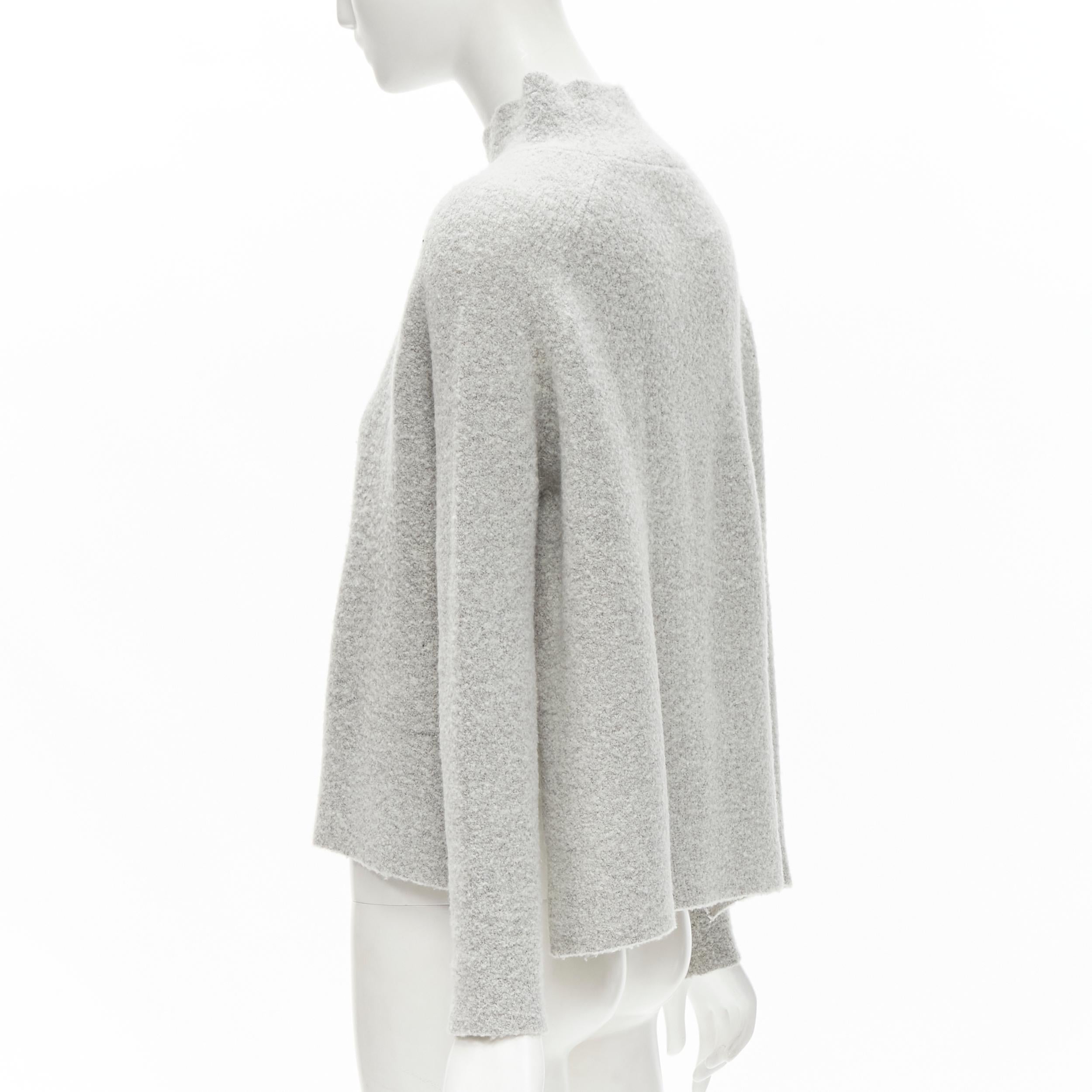 Gray THEORY grey wool blend fuzzy stand collar step hem sweater XS For Sale
