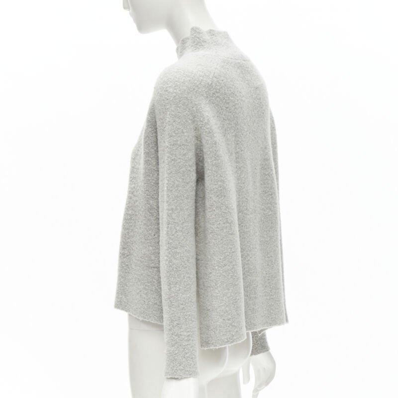 THEORY maglione grigio in misto lana con collo a listino e orlo a gradino XS in vendita 1