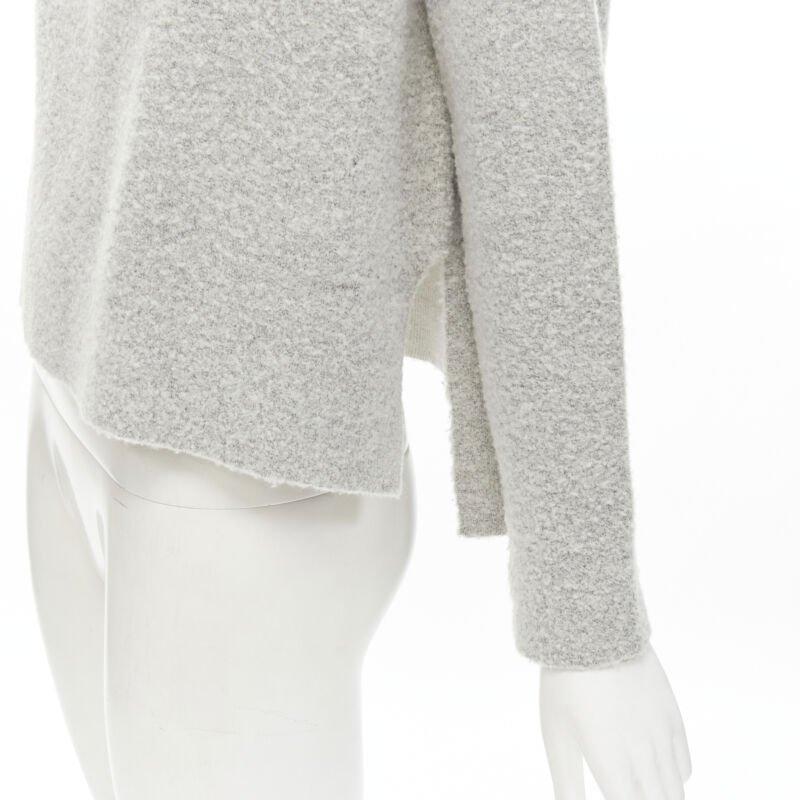 THEORY maglione grigio in misto lana con collo a listino e orlo a gradino XS in vendita 2