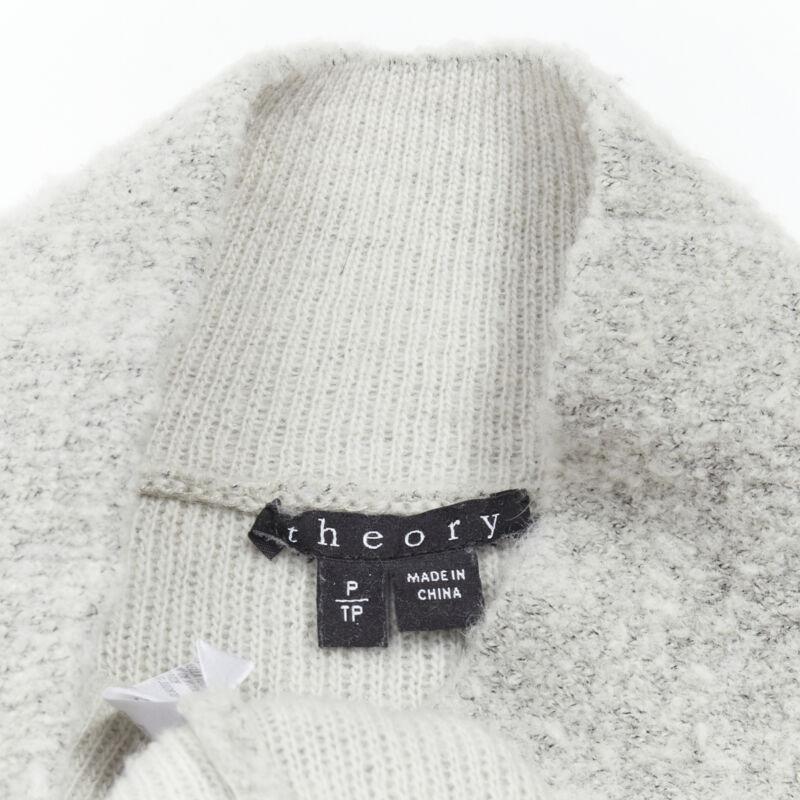 THEORY maglione grigio in misto lana con collo a listino e orlo a gradino XS in vendita 3