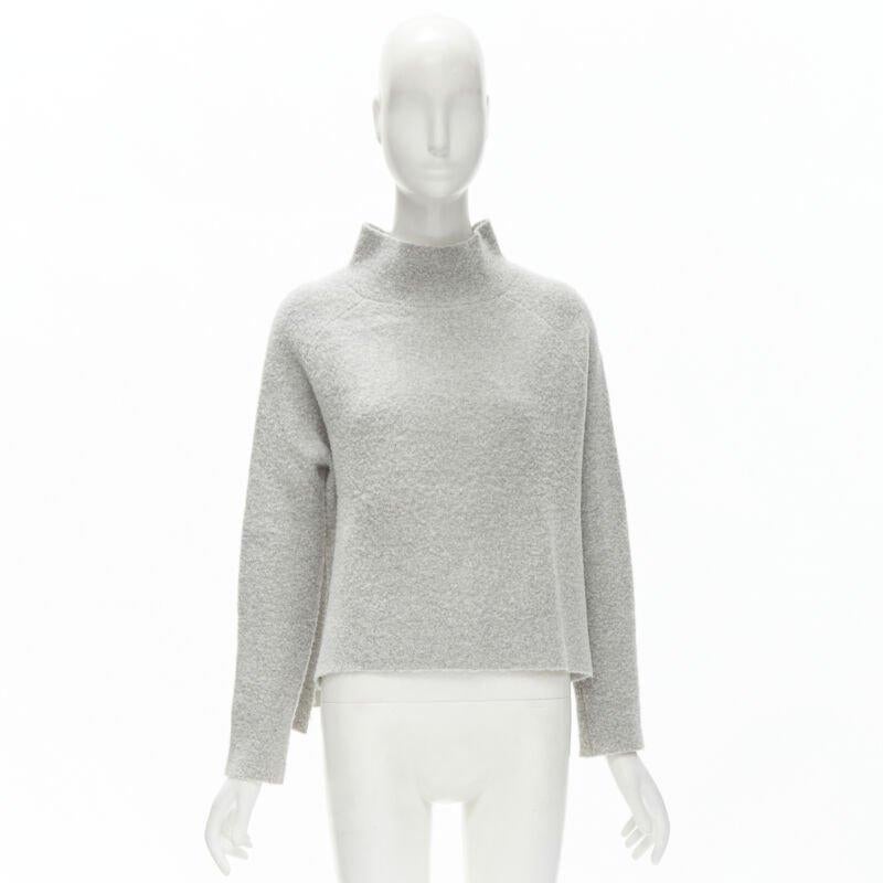 THEORY maglione grigio in misto lana con collo a listino e orlo a gradino XS in vendita 4