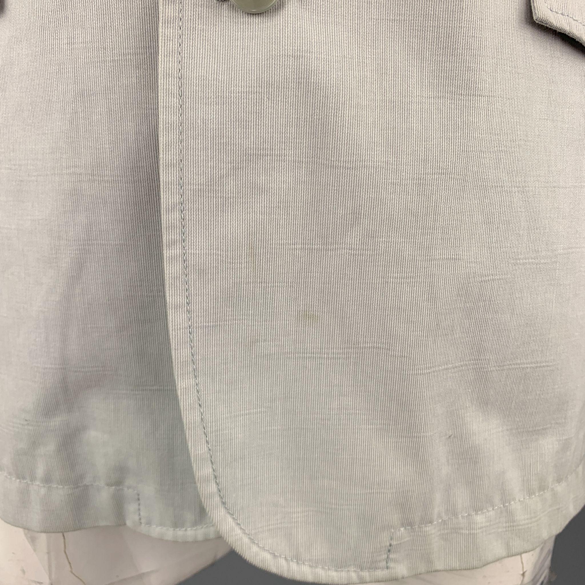 THEORY Jayden Size XL Light Grey Cotton High Collar Belted Cuffs Buttoned Jacket In Good Condition In San Francisco, CA