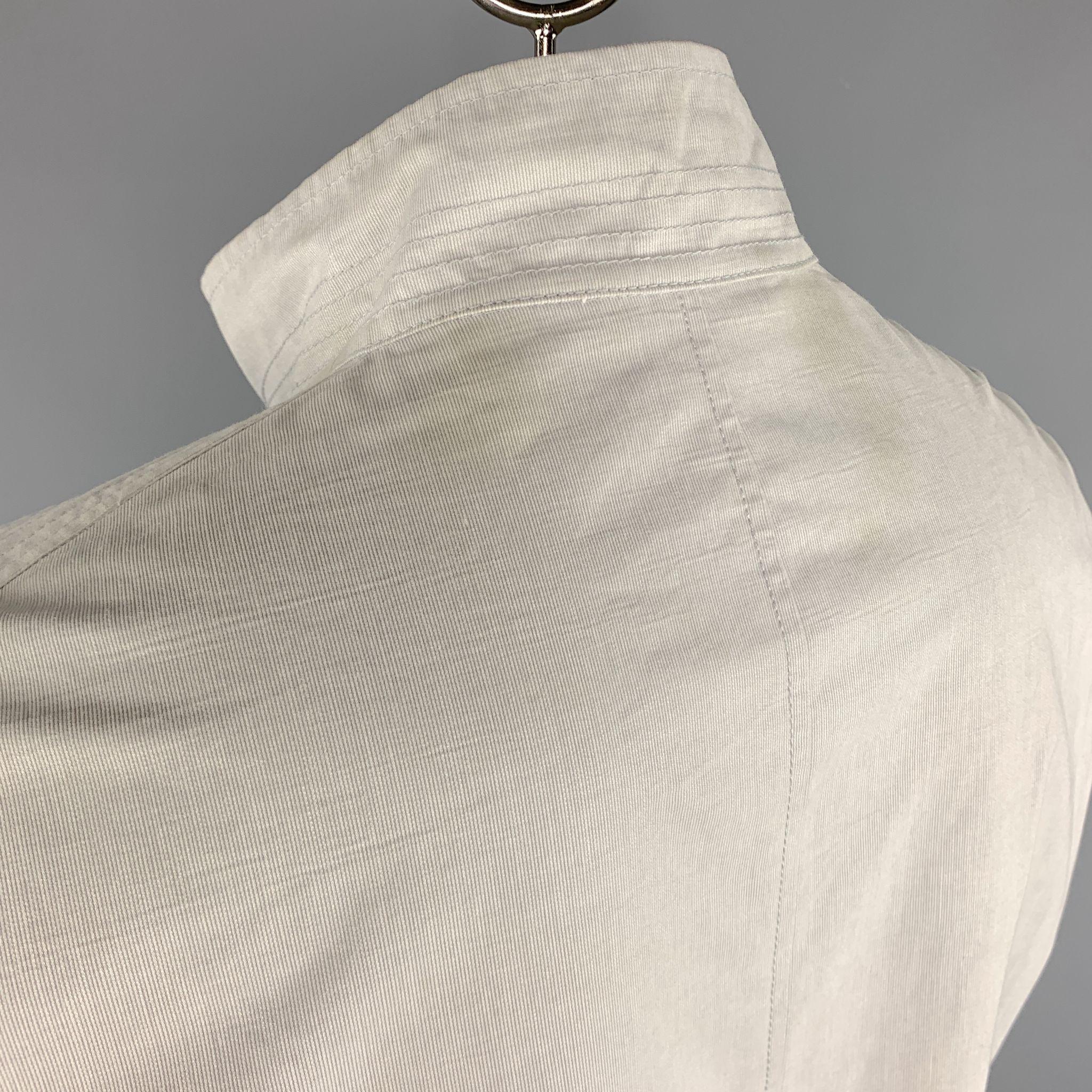 THEORY Jayden Size XL Light Grey Cotton High Collar Belted Cuffs Buttoned Jacket 3