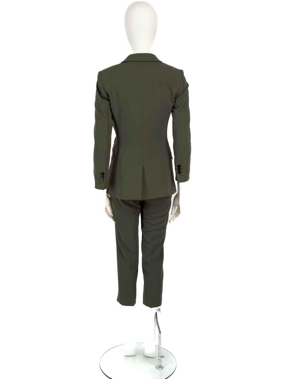 Theory Khaki Slim Cropped Leg Trouser Suit Size XXS In Good Condition For Sale In London, GB
