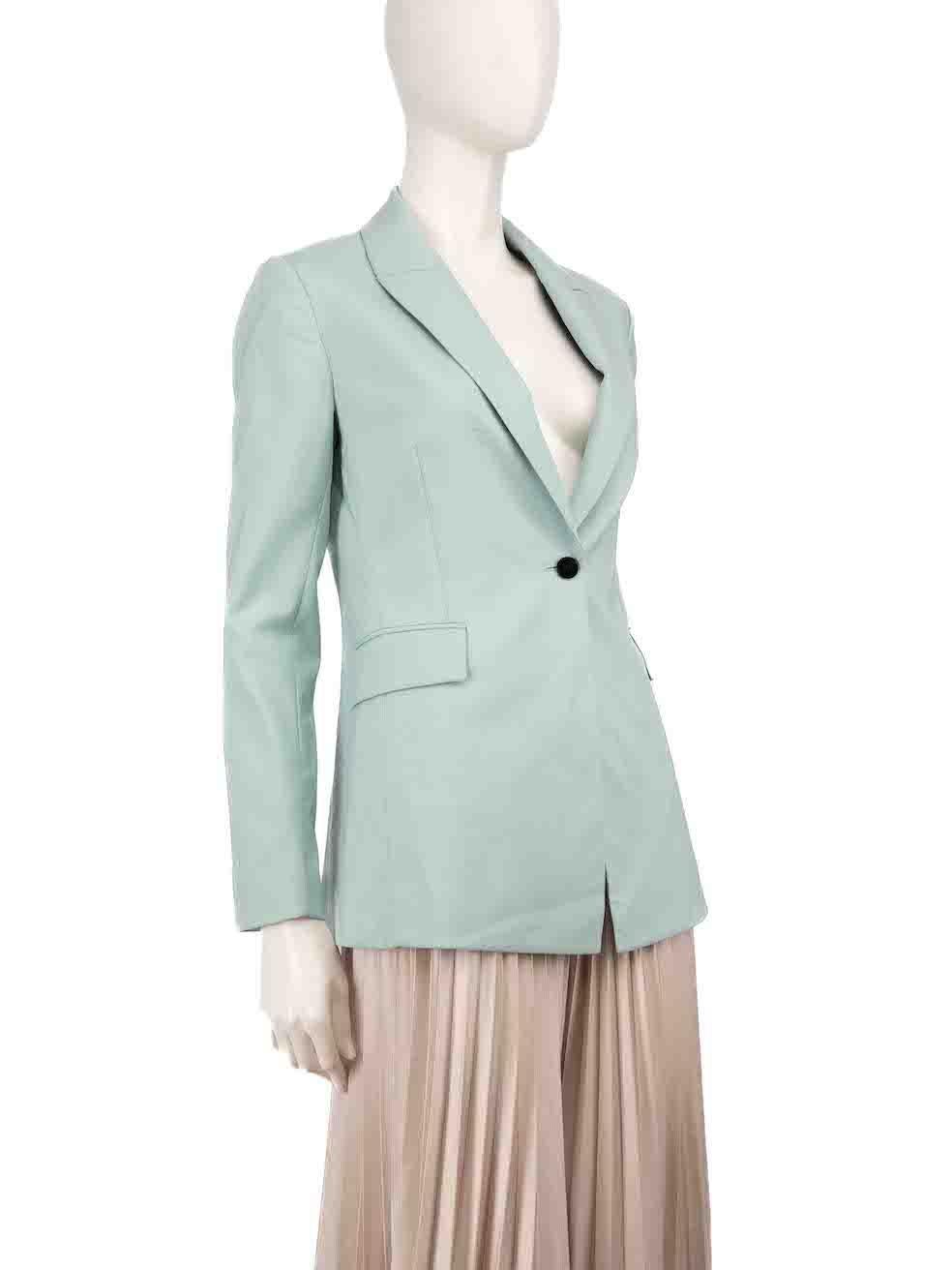 CONDITION is Very good. Hardly any visible wear to jacket is evident on this used Theory designer resale item.
 
 
 
 Details
 
 
 Light turquoise
 
 Wool
 
 Blazer
 
 Long sleeves
 
 Button fastening
 
 2x Side pockets
 
 
 
 
 
 Made in Vietnam
 
