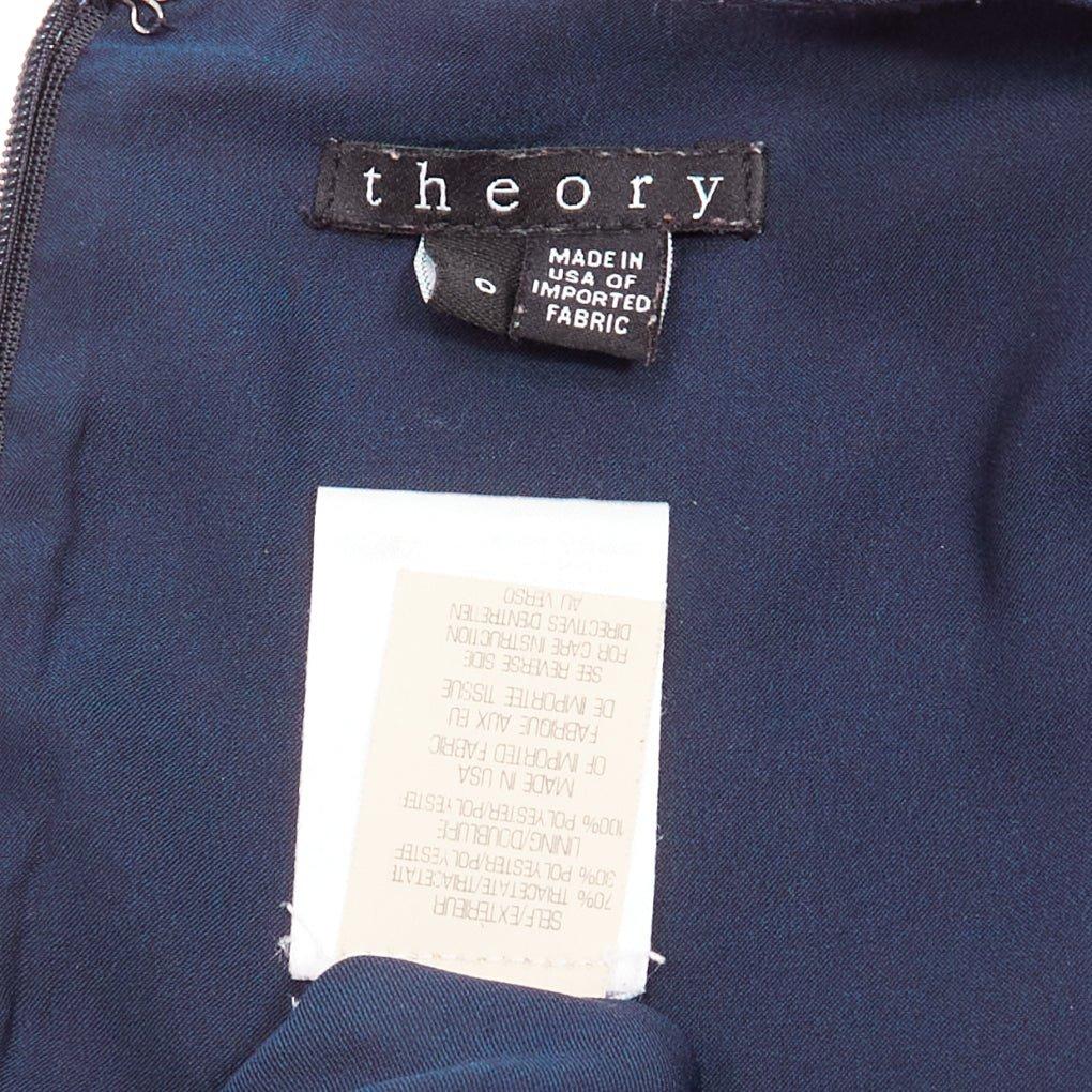 Theory navy minimal classic round neck midi shift dress US0 XS en vente 3