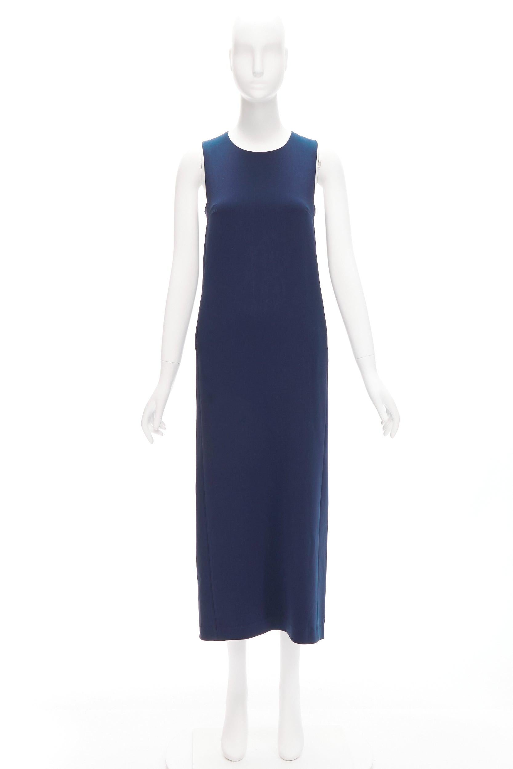 Theory navy minimal classic round neck midi shift dress US0 XS en vente 4