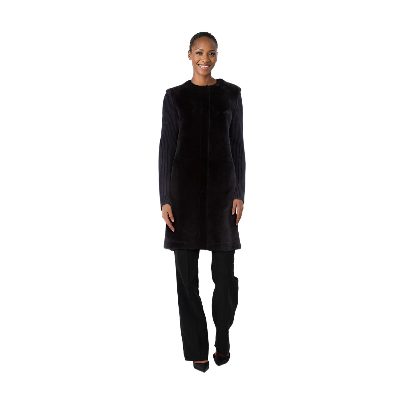 Theory Navy Shearling Panel Coat Size S