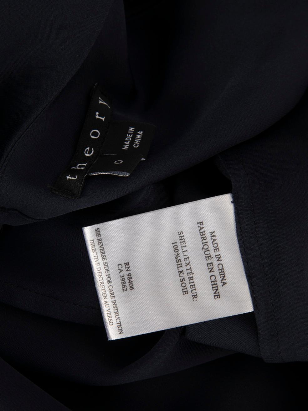 Theory Navy Silk Sleeveless Drape Detail Dress Size XXS In Good Condition For Sale In London, GB
