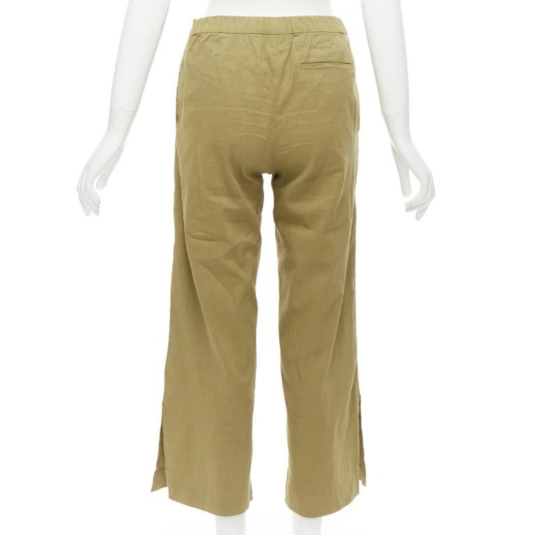 THEORY olive green linen blend tie belt relaxed jacket wide leg pants set US0 XS For Sale 5