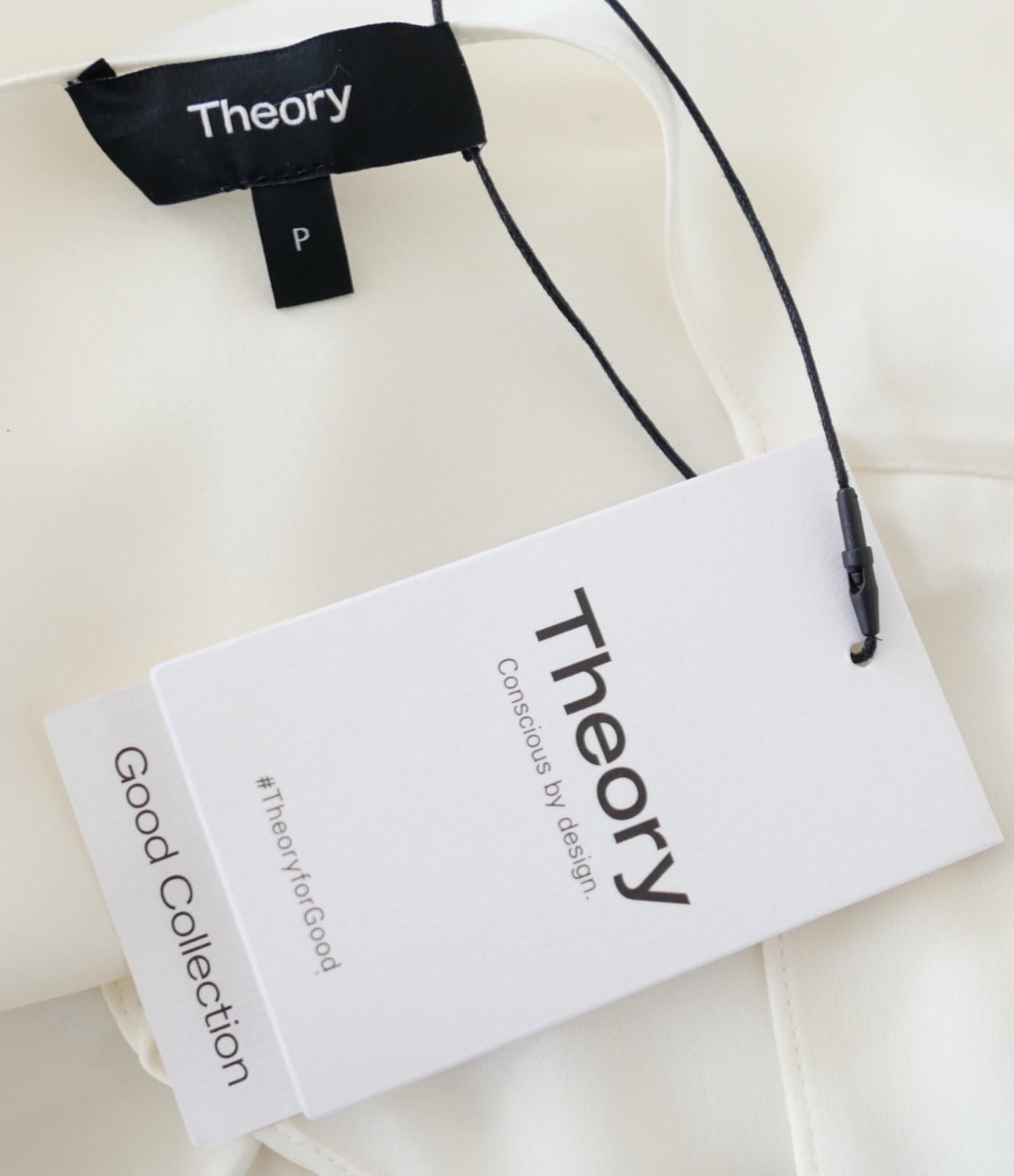 De las mujeres Blusa de Seda Crema Superpuesta Theory en venta